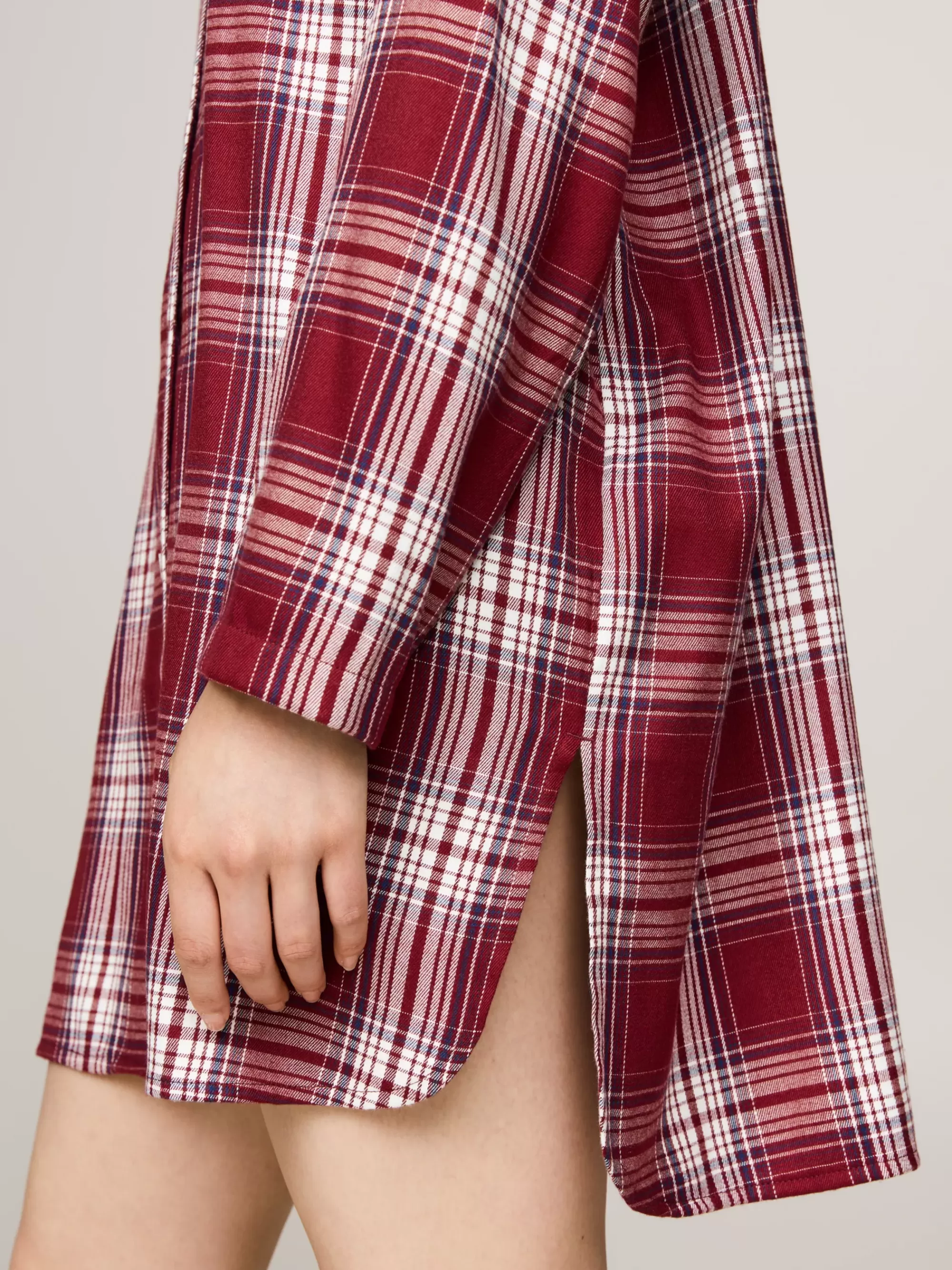 Pyjama's & Nachtkleding | Loungewear*Tommy Hilfiger Original Zacht Geweven Nachthemd PLAID CHECK DEEP ROUGE