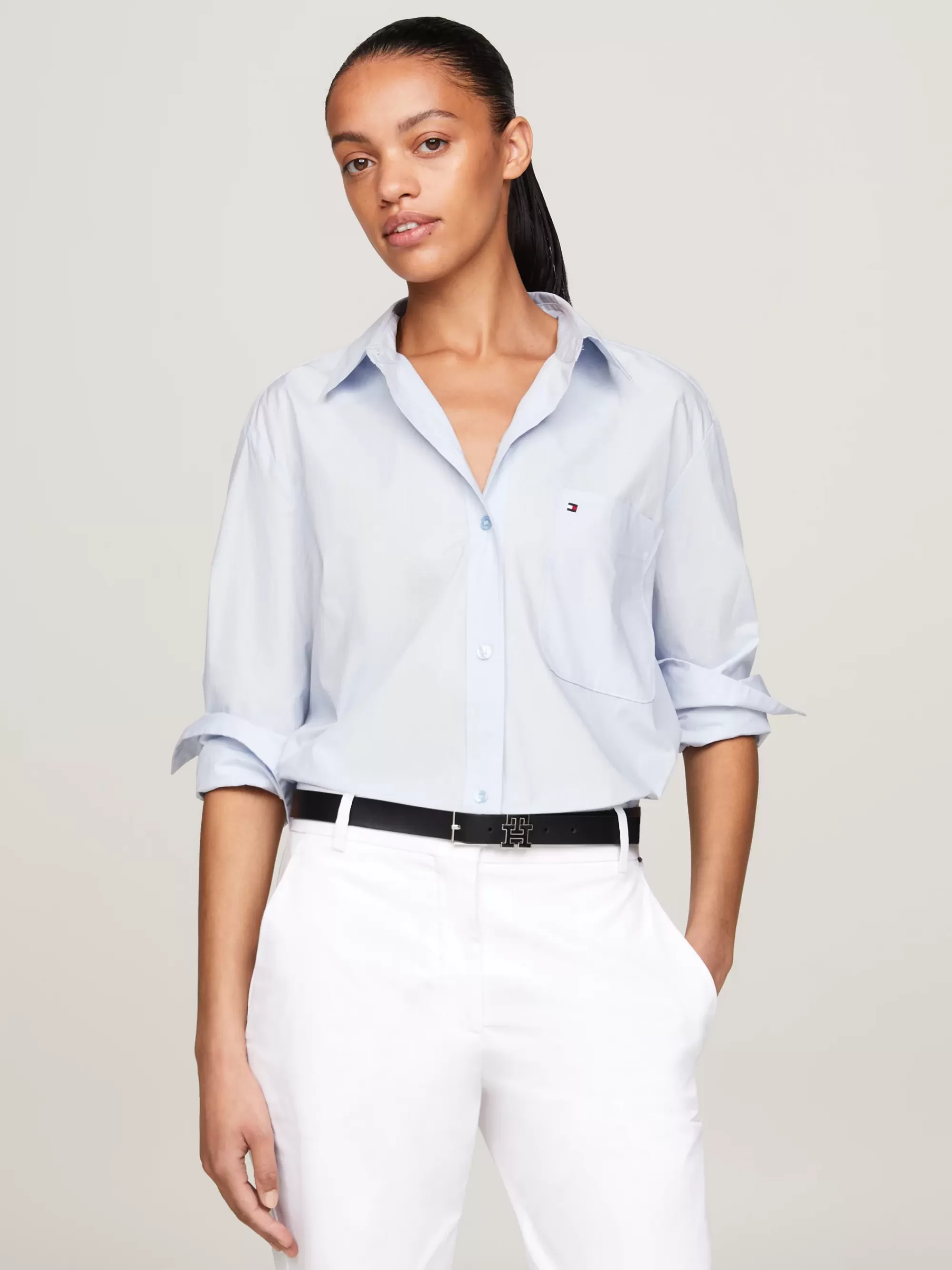 Blouses & Overhemden*Tommy Hilfiger Overhemd Met Borstzak En Geborduurde Vlag BREEZY BLUE