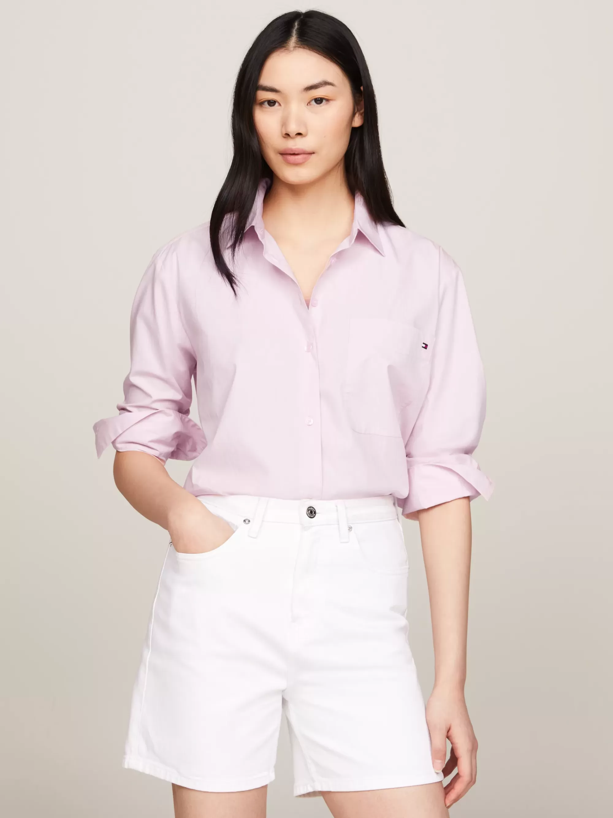 Blouses & Overhemden*Tommy Hilfiger Overhemd Met Borstzak En Geborduurde Vlag DELICATE PINK