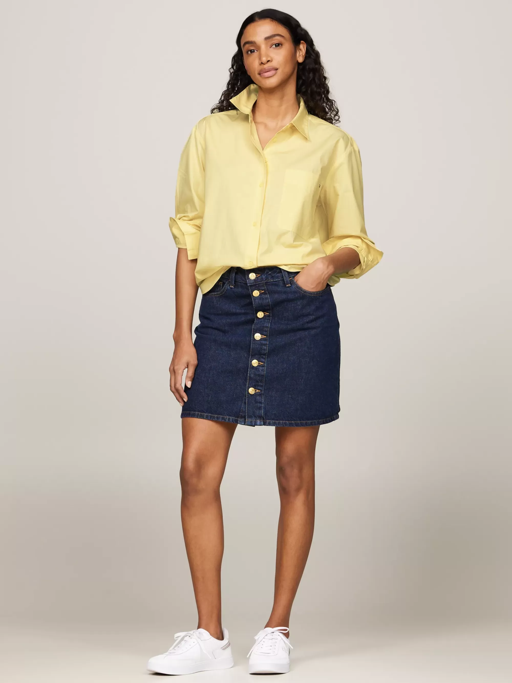 Blouses & Overhemden*Tommy Hilfiger Overhemd Met Borstzak En Geborduurde Vlag LEMON ZEST