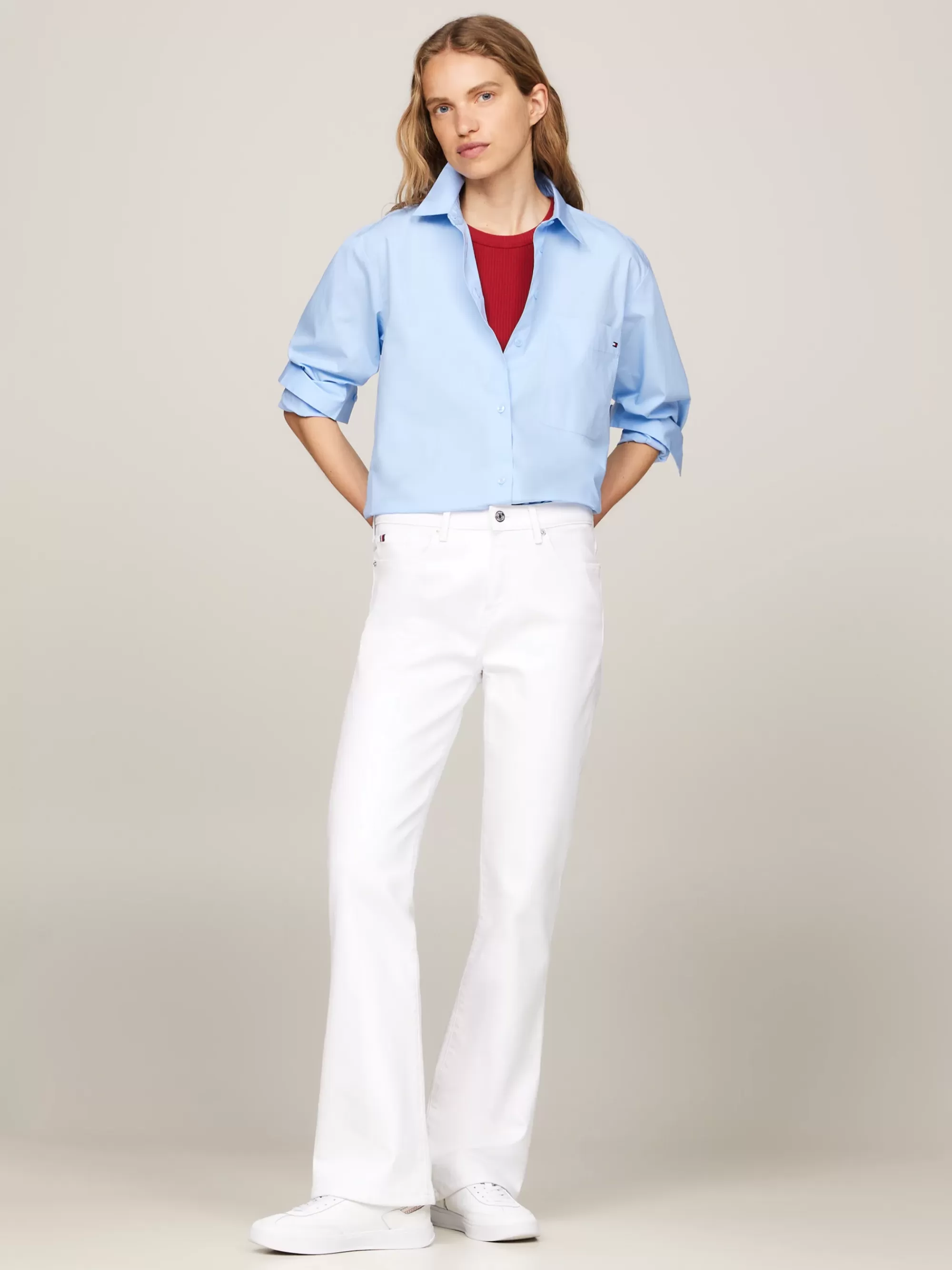 Blouses & Overhemden*Tommy Hilfiger Overhemd Met Borstzak En Geborduurde Vlag VESSEL BLUE