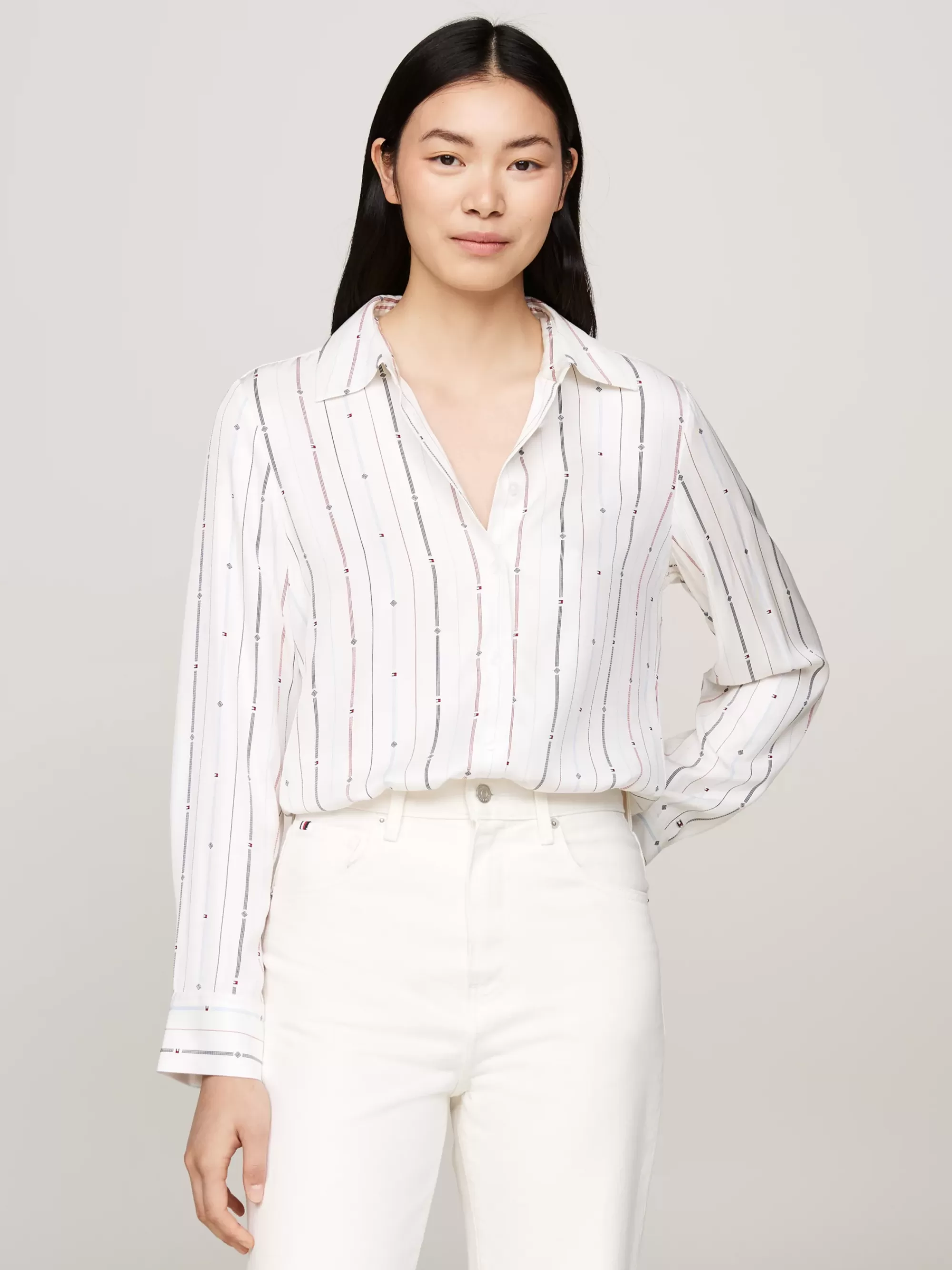 Blouses & Overhemden*Tommy Hilfiger Overhemd Met Vlagstreep En Strikhals FOULARD FLAG STP/ MULTI