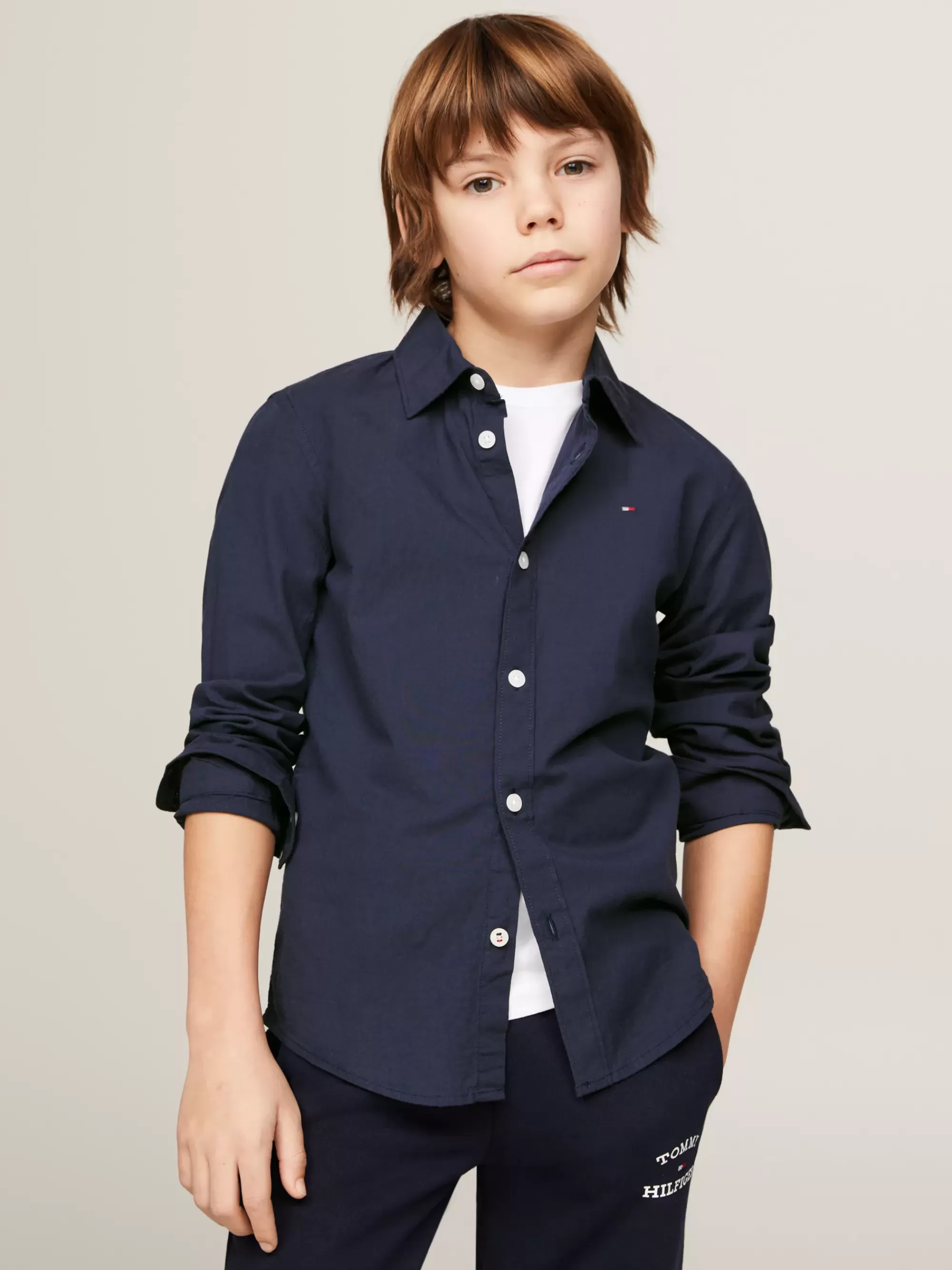 Overhemden*Tommy Hilfiger Overhemd Van Katoenen Stretchpoplin TWILIGHT NAVY