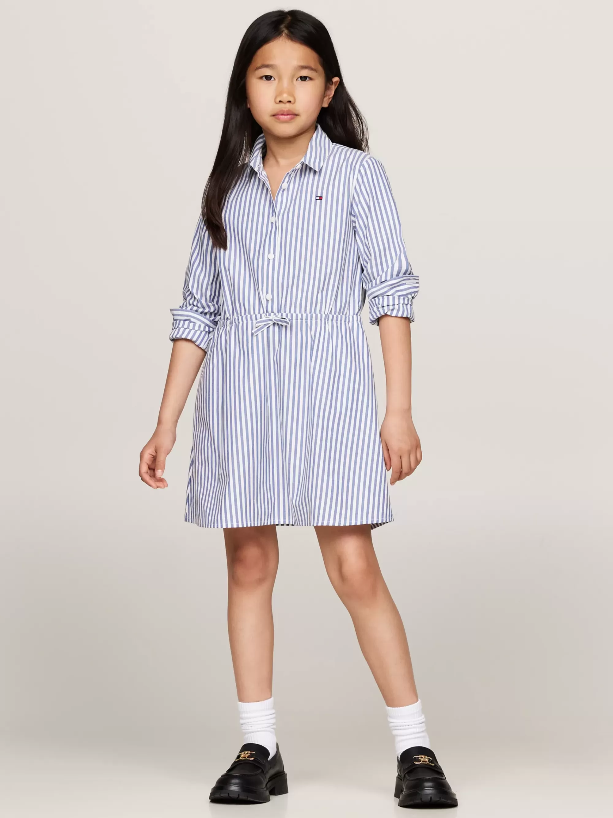 Jurken*Tommy Hilfiger Overhemdjurk Met Ithaca-streep MID BLUE / OPTIC WHITE