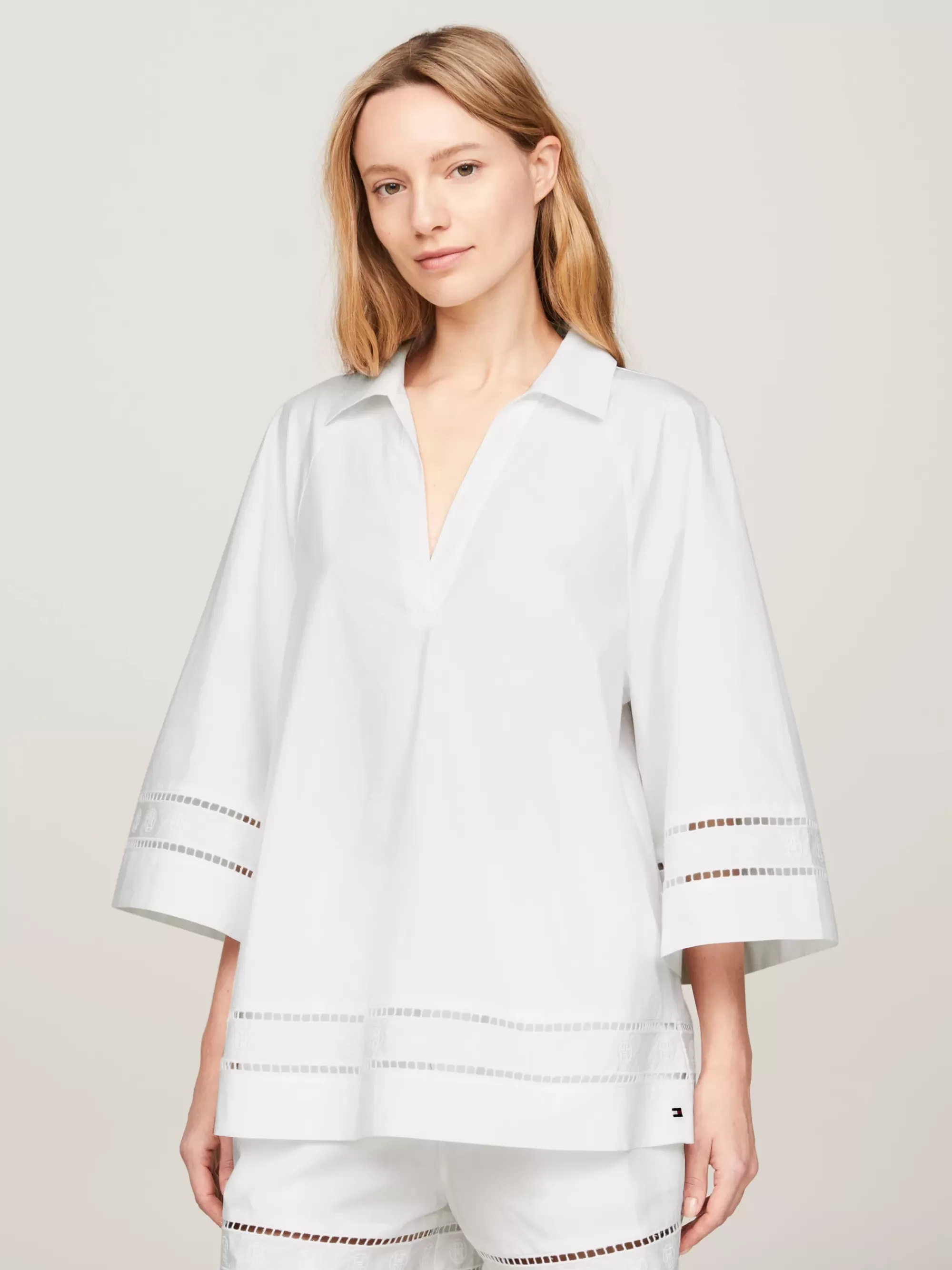 Blouses & Overhemden*Tommy Hilfiger Oversized Blouse Met Broderie Anglaise TH OPTIC WHITE
