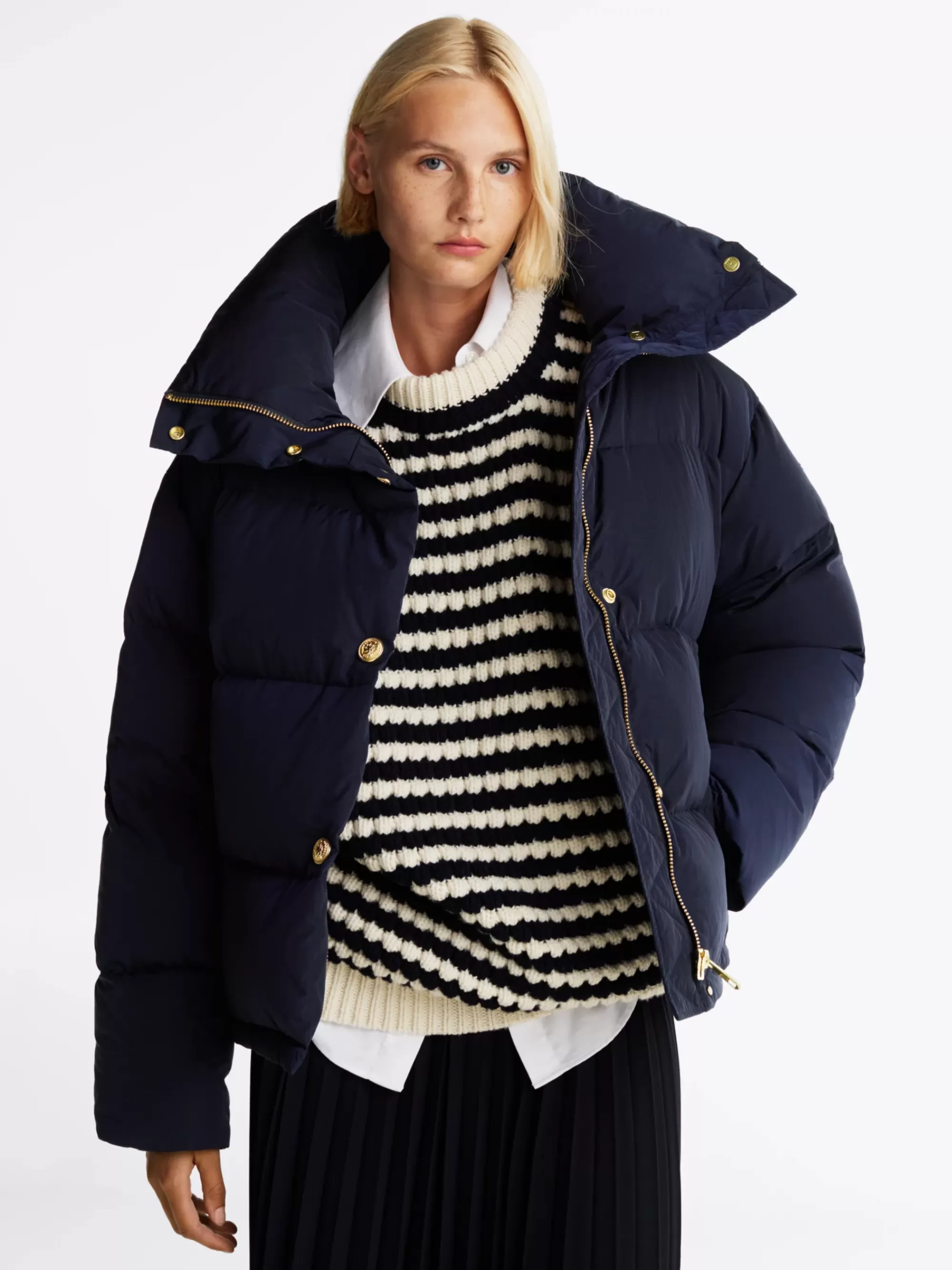 Jassen & Jacks*Tommy Hilfiger Oversized Donsjack Met Metalen Logoknopen DESERT SKY