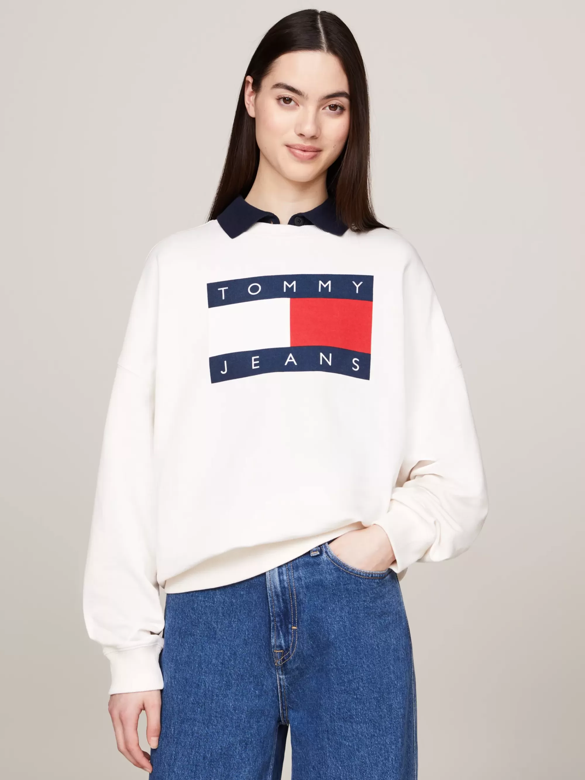 Sweatshirts & Hoodies*Tommy Hilfiger Oversized Fit Sweatshirt Met Vlag ANCIENT WHITE