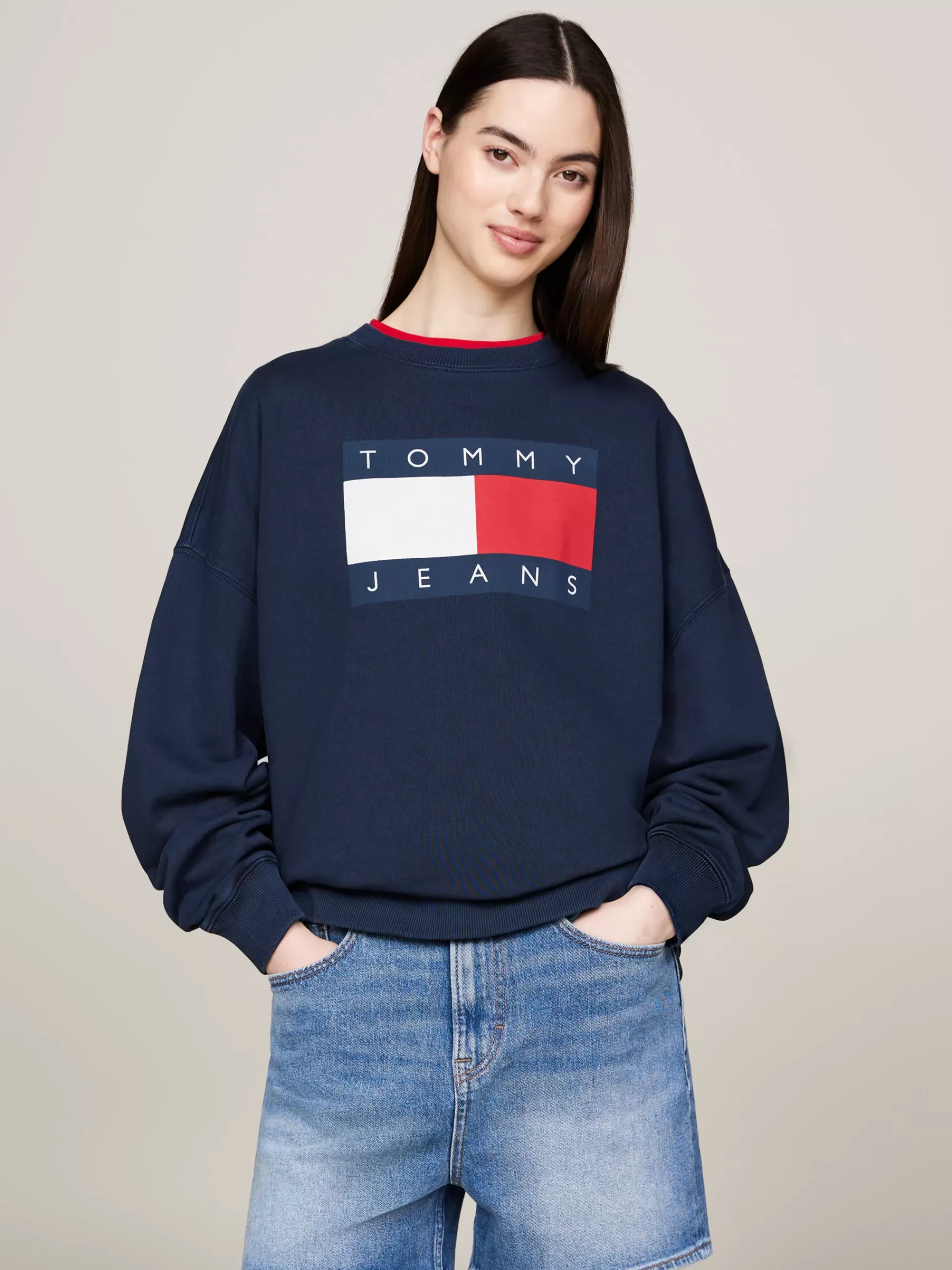 Sweatshirts & Hoodies*Tommy Hilfiger Oversized Fit Sweatshirt Met Vlag DARK NIGHT NAVY