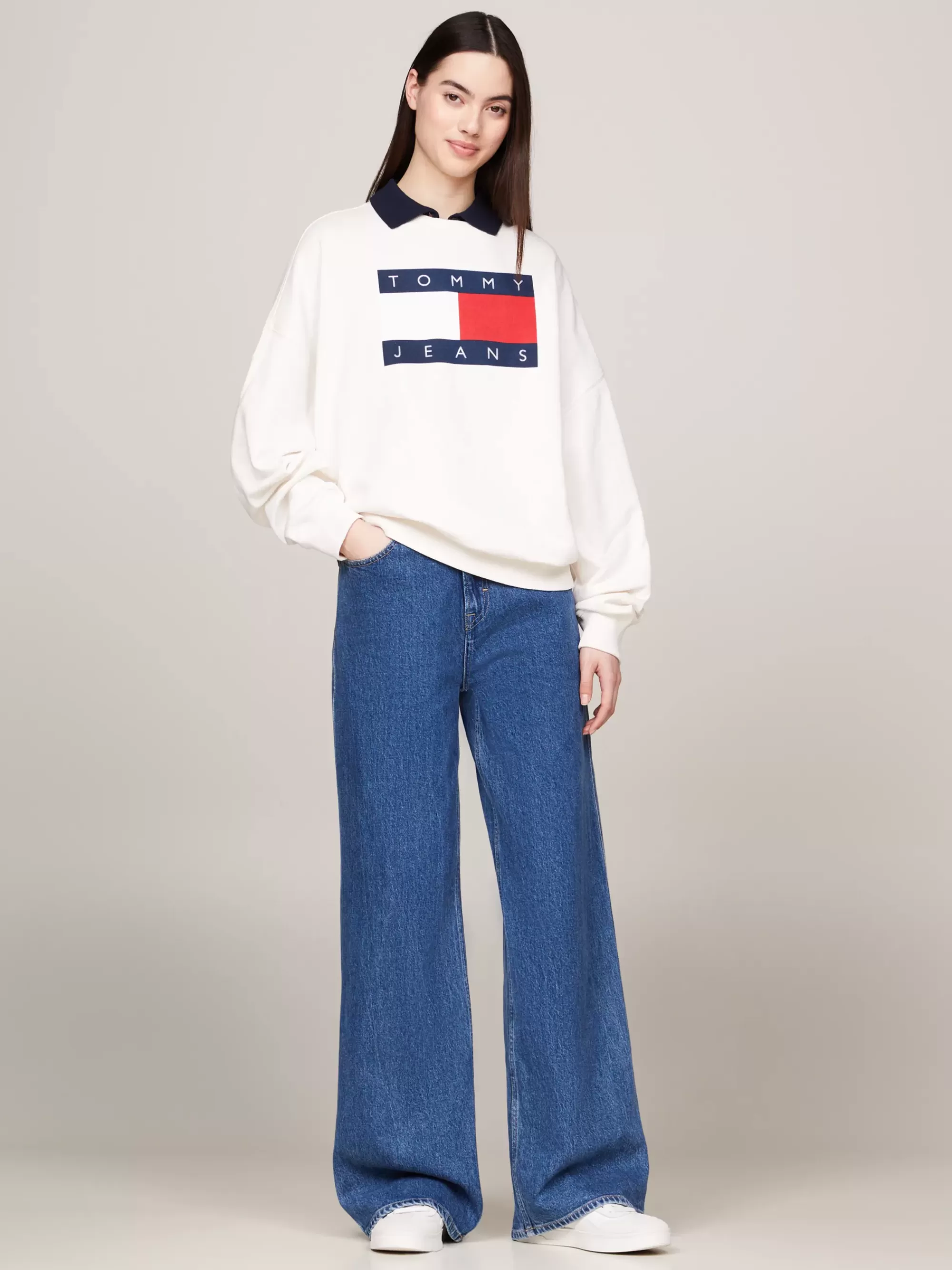 Sweatshirts & Hoodies*Tommy Hilfiger Oversized Fit Sweatshirt Met Vlag ANCIENT WHITE