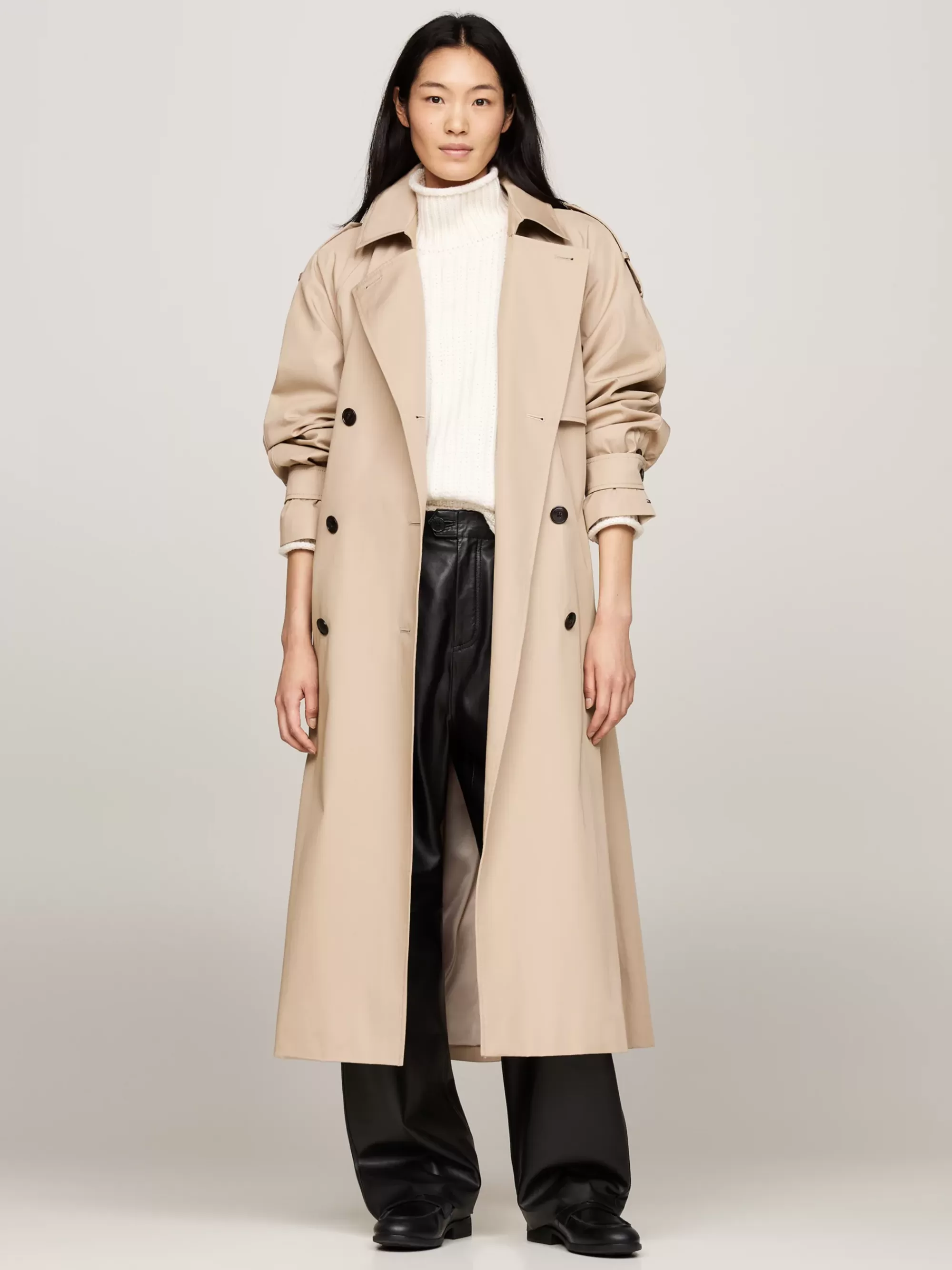 Jassen & Jacks*Tommy Hilfiger Oversized Lange Trenchcoat Met Ceintuur BEIGE
