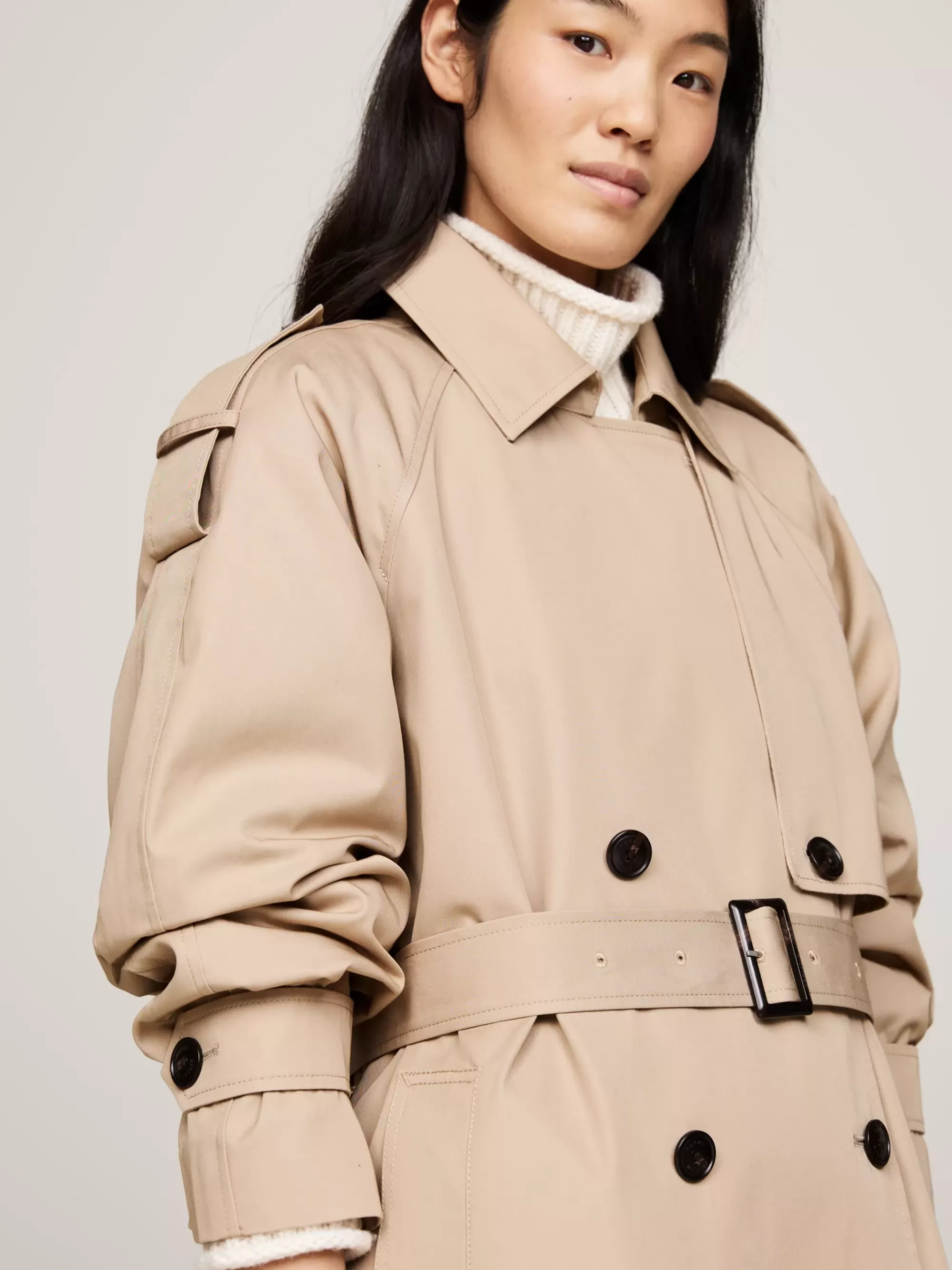 Jassen & Jacks*Tommy Hilfiger Oversized Lange Trenchcoat Met Ceintuur BEIGE