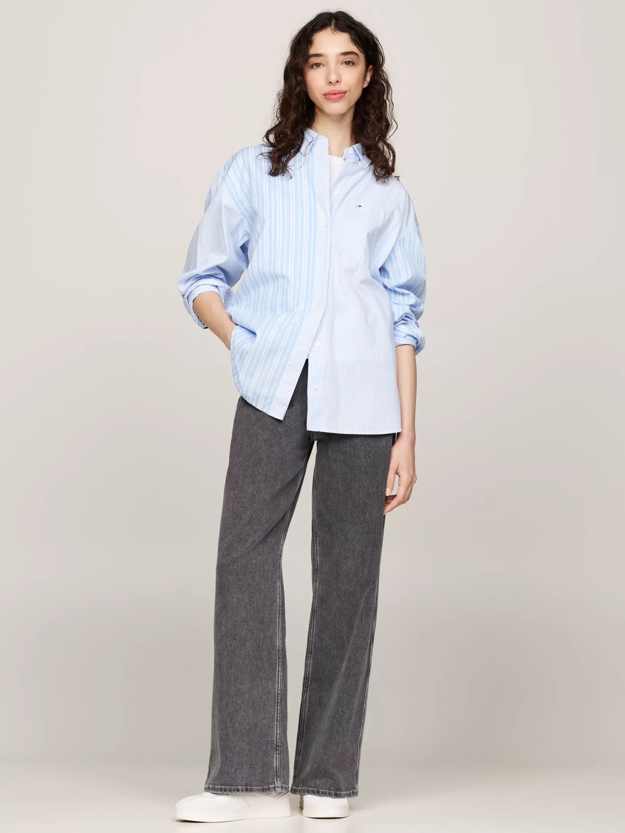 Blouses & Overhemden*Tommy Hilfiger Oversized Overhemd Met Gemengde Streep VESSEL BLUE / MULTI