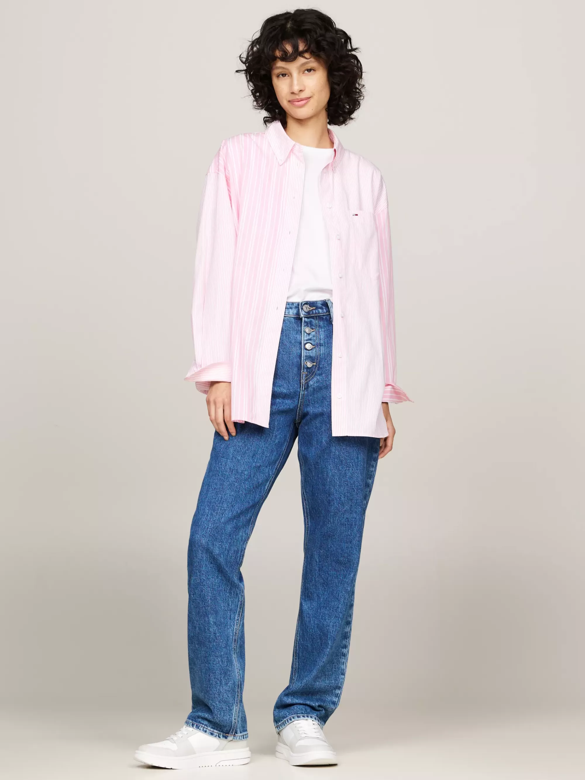 Blouses & Overhemden*Tommy Hilfiger Oversized Overhemd Met Gemengde Streep BALLET PINK / MULTI