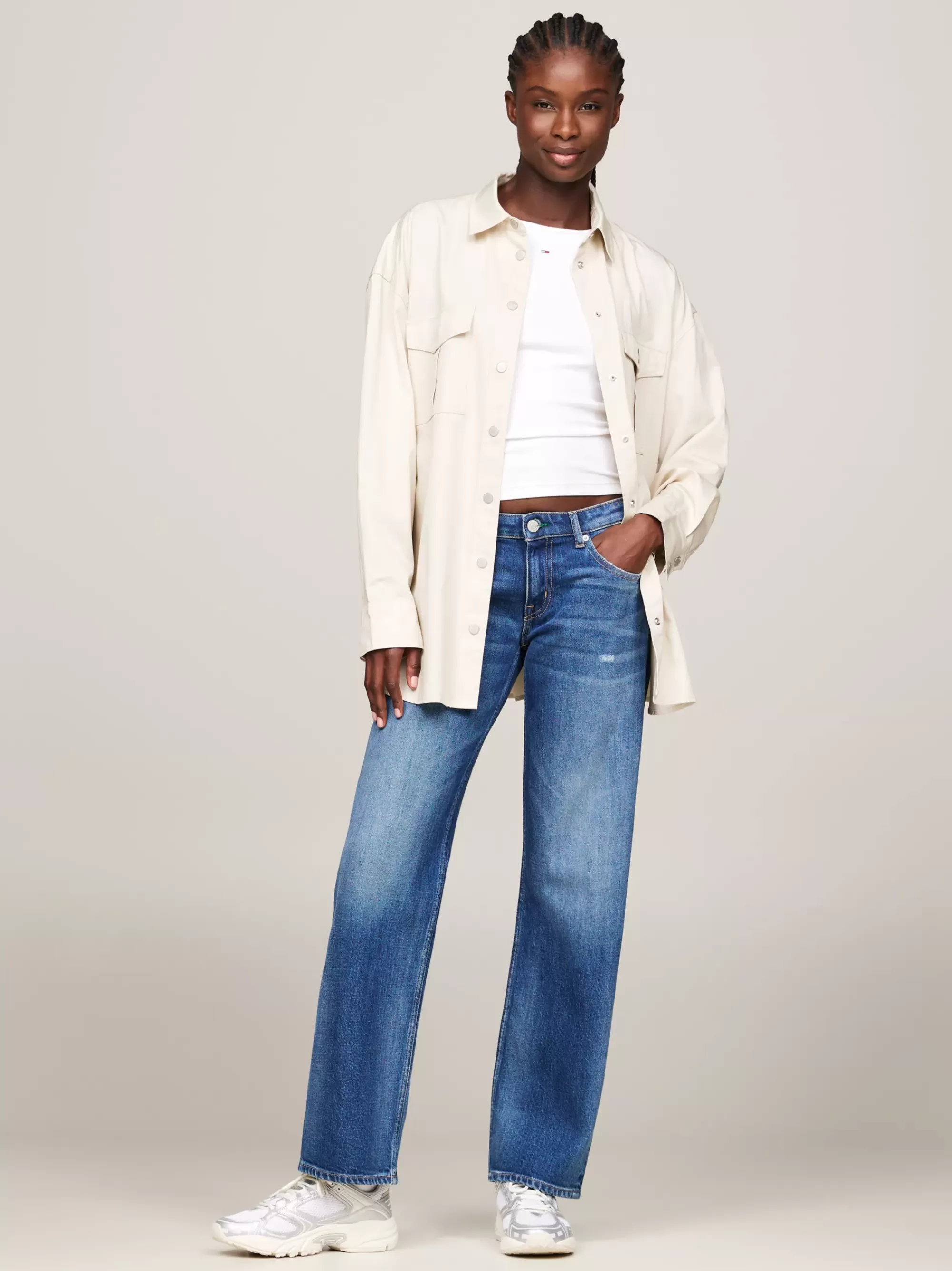 Blouses & Overhemden*Tommy Hilfiger Oversized Overshirt Met Cargozakken NEWSPRINT