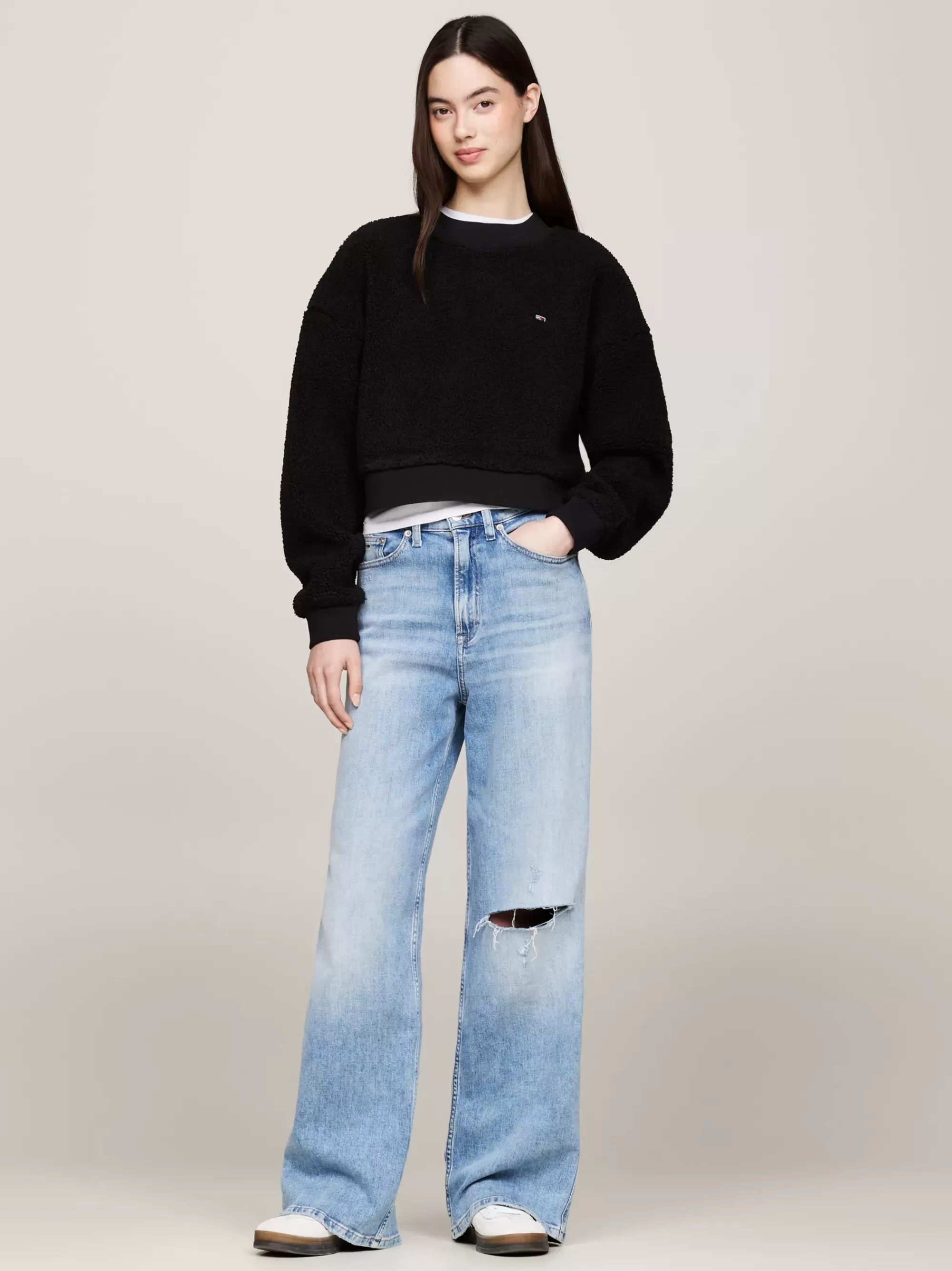 Sweatshirts & Hoodies*Tommy Hilfiger Oversized Sweatshirt Van Teddy Fleece BLACK