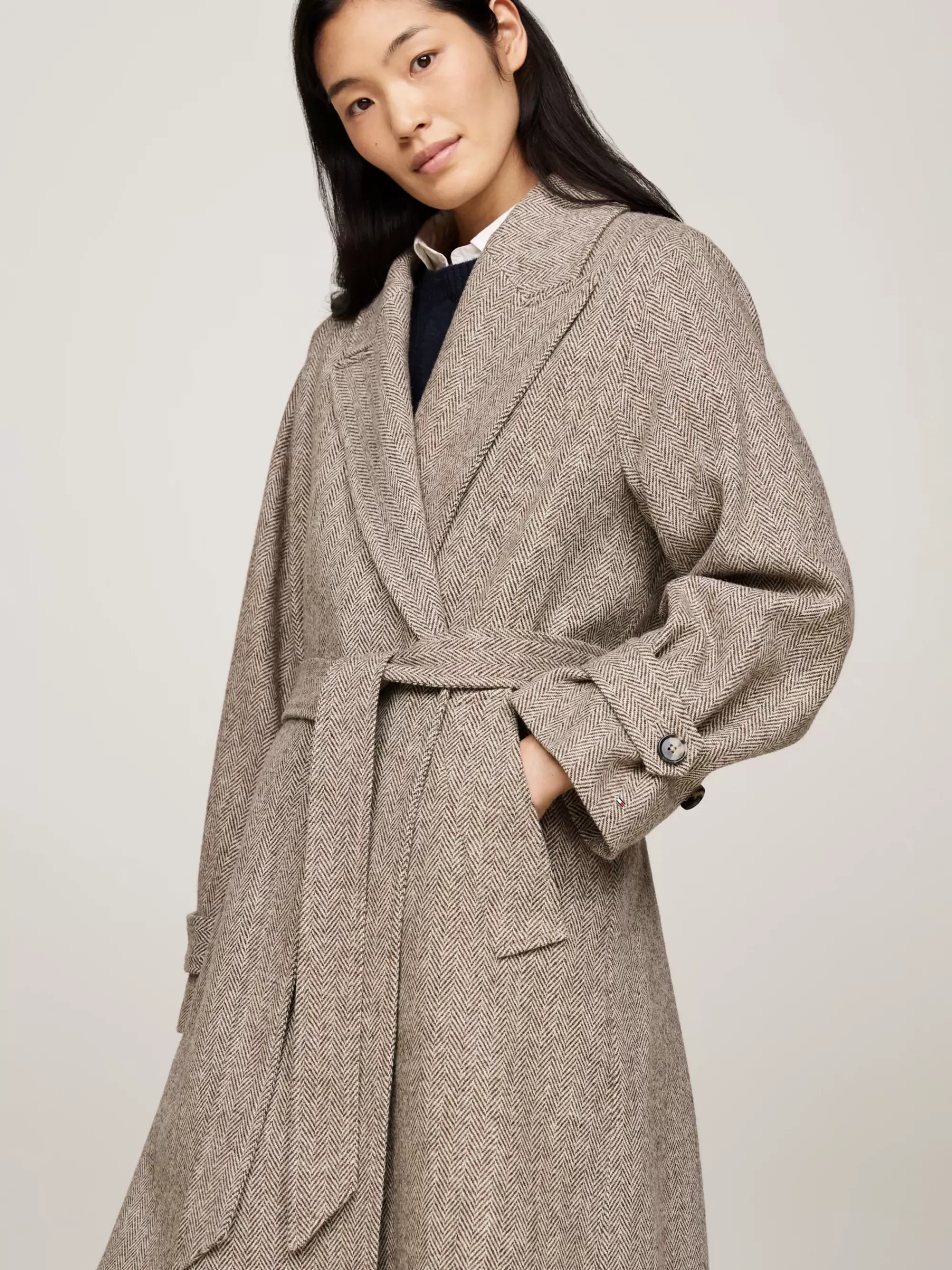 Jassen & Jacks | Wollen Jassen*Tommy Hilfiger Oversized Trenchcoat Van Wol Met Visgraat CASUAL WOVENS HERRINGBONE