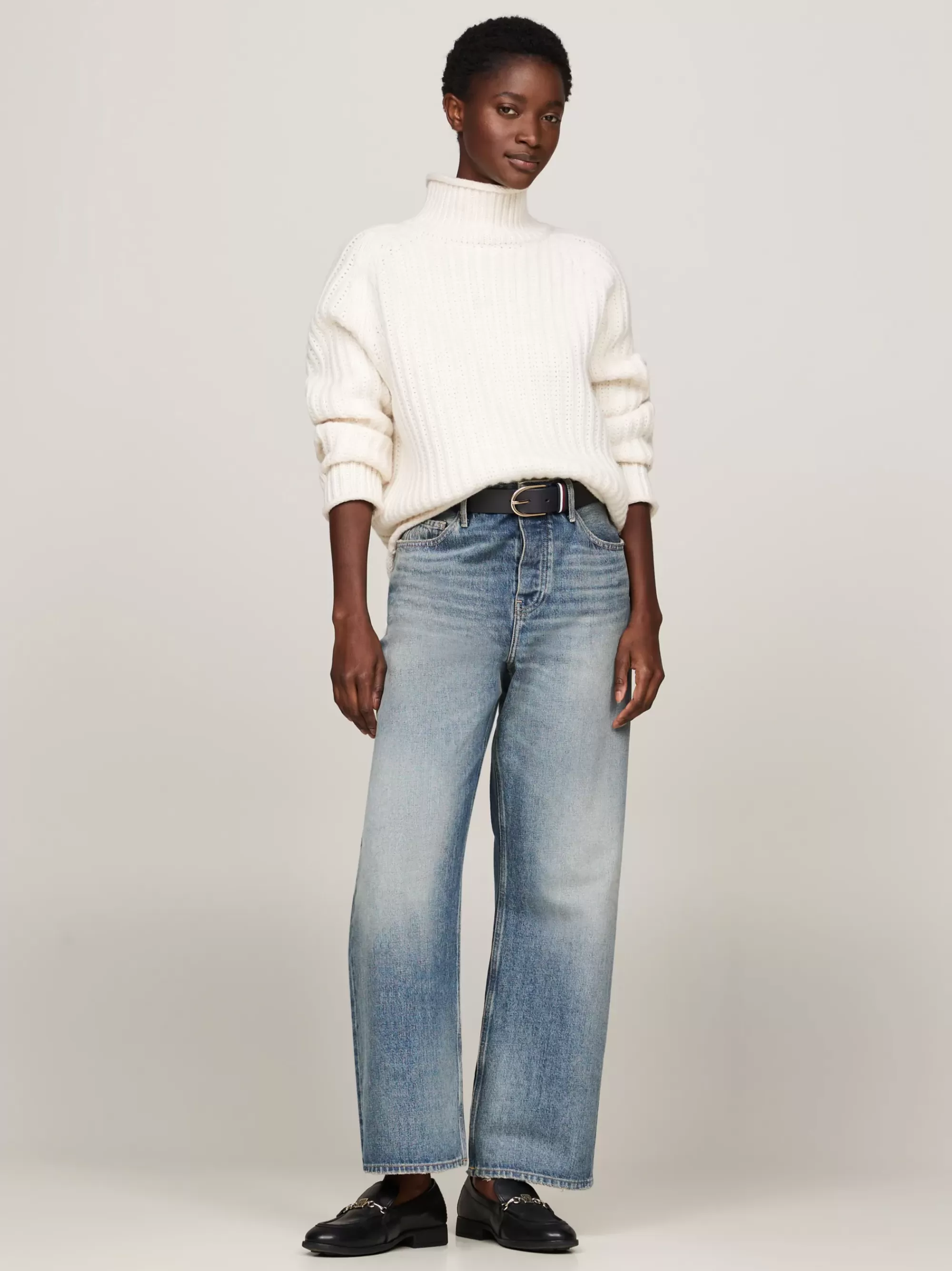 Coltruien | Truien*Tommy Hilfiger Oversized Trui Met Tricotsteek IVORY PETAL