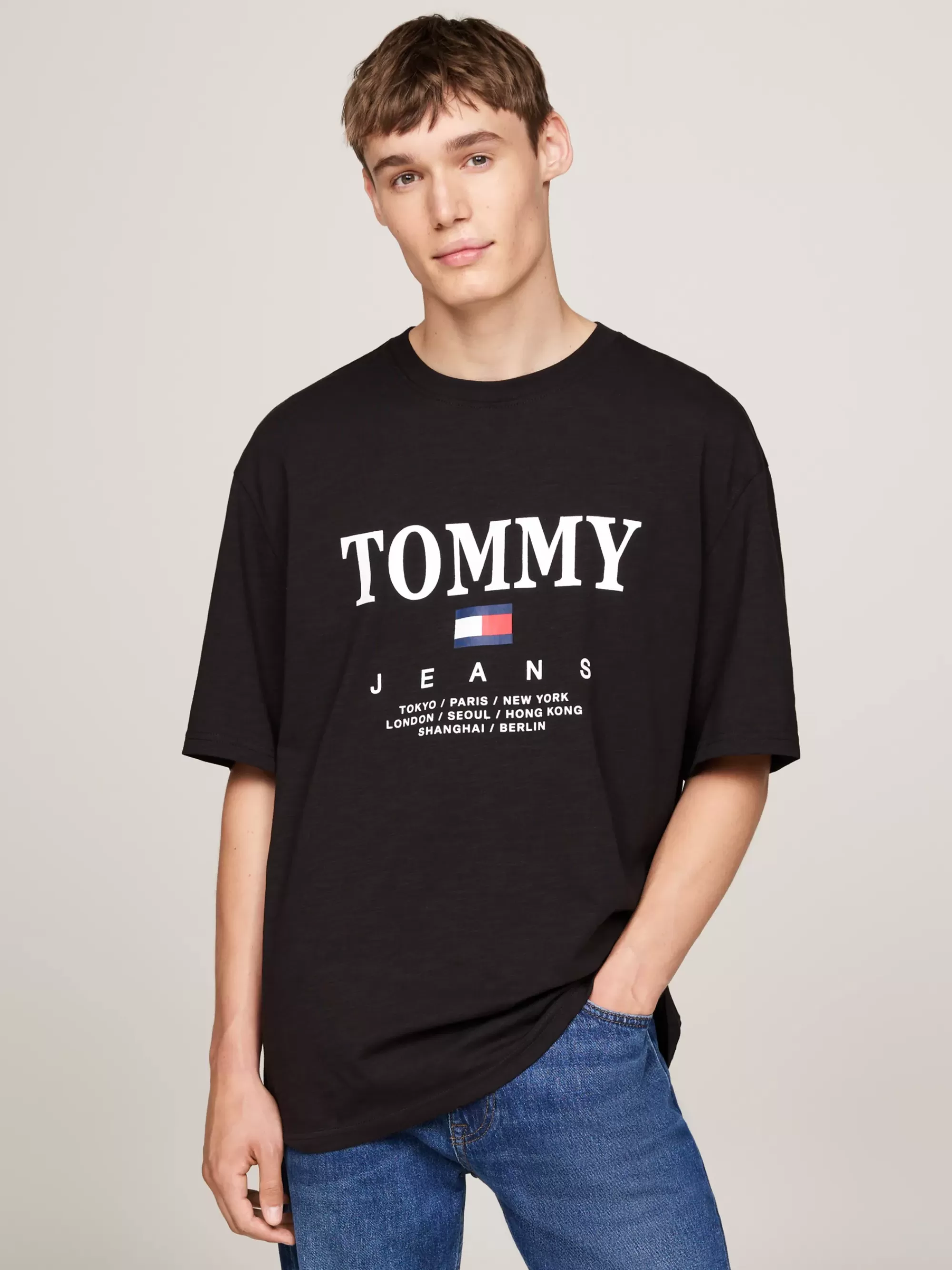 T-Shirts*Tommy Hilfiger Oversized T-shirt Met Logo BLACK