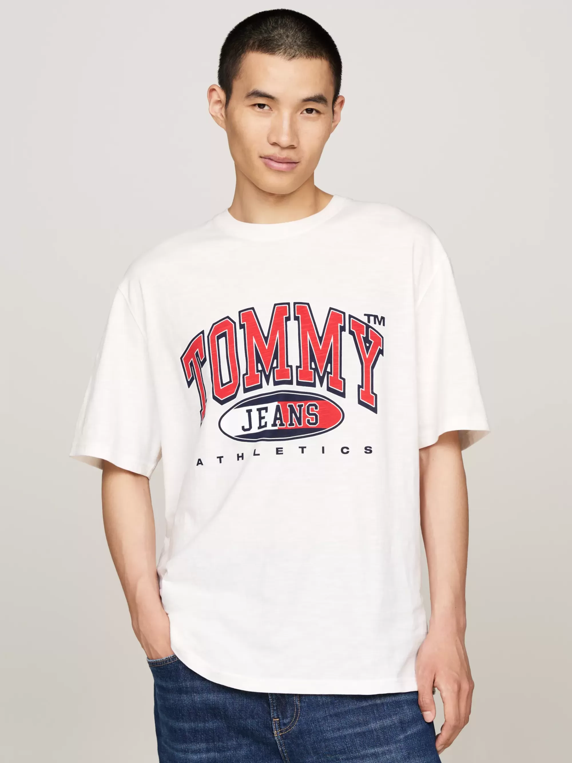 T-Shirts*Tommy Hilfiger Oversized T-shirt Met Logo ANCIENT WHITE