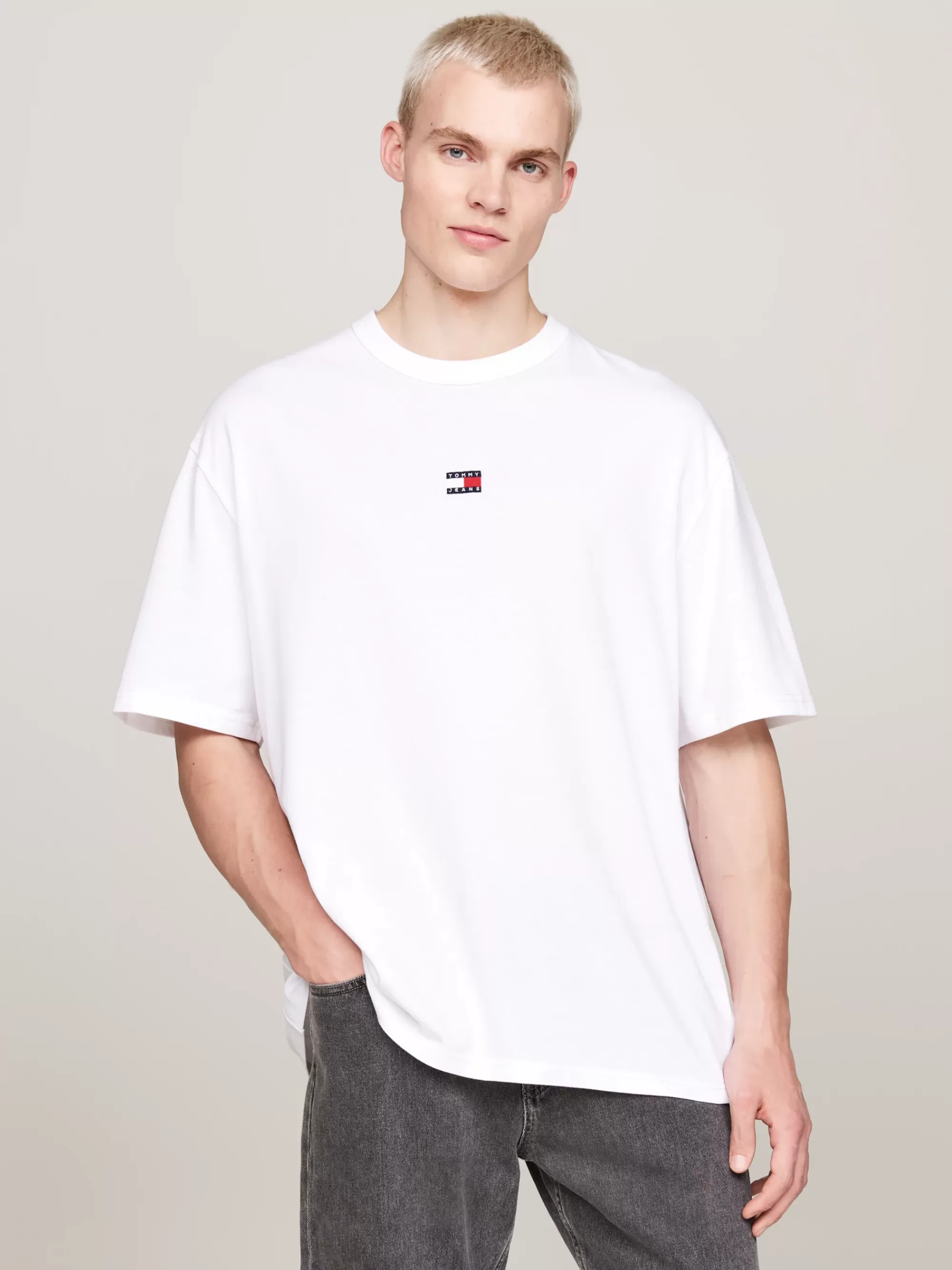 T-Shirts*Tommy Hilfiger Oversized T-shirt Met Tommy-badge WHITE