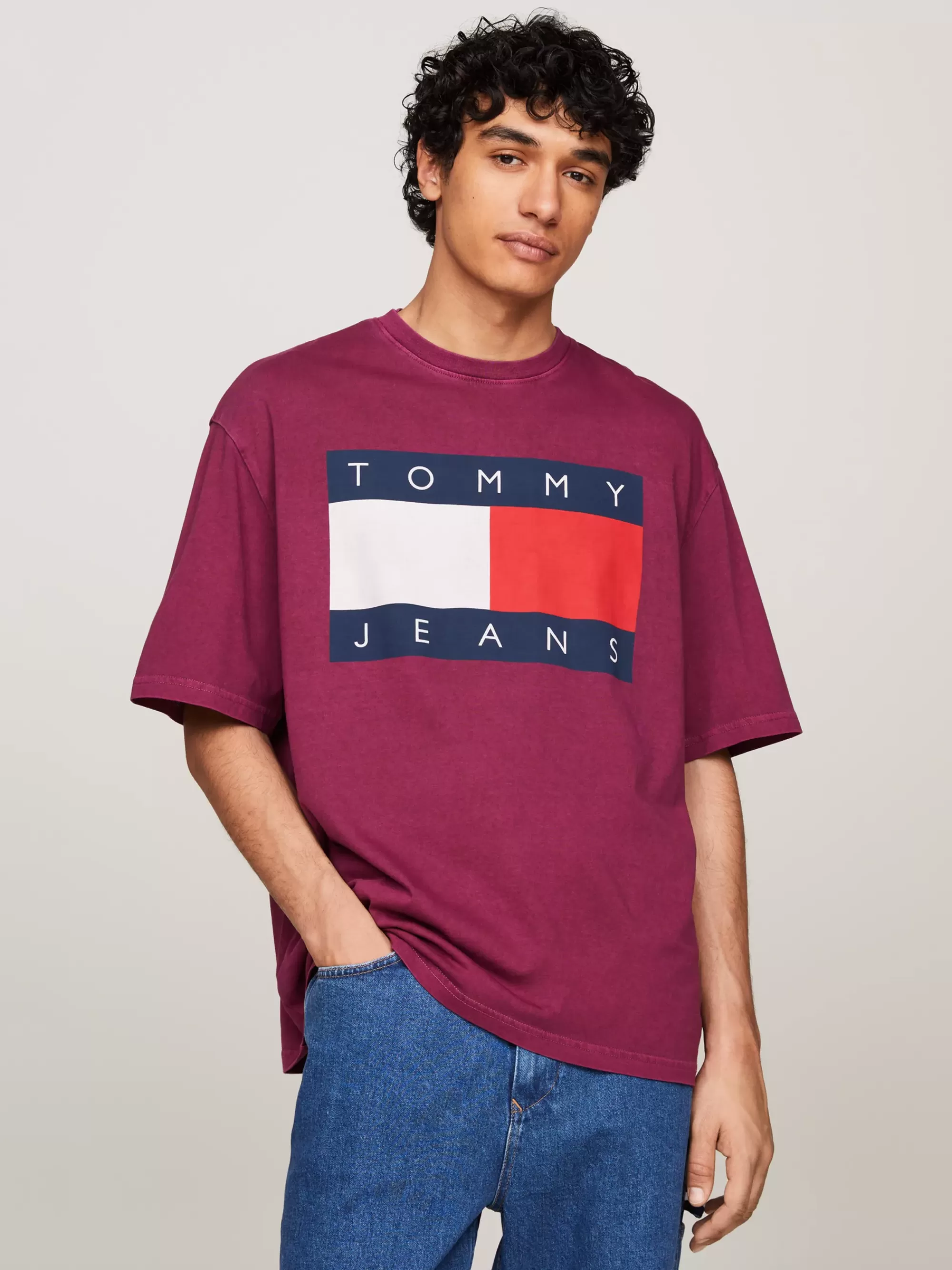 Plus Size Kleding & Inclusieve Maten | T-Shirts*Tommy Hilfiger Oversized T-shirt Met Vlagbadge VALLEY GRAPE