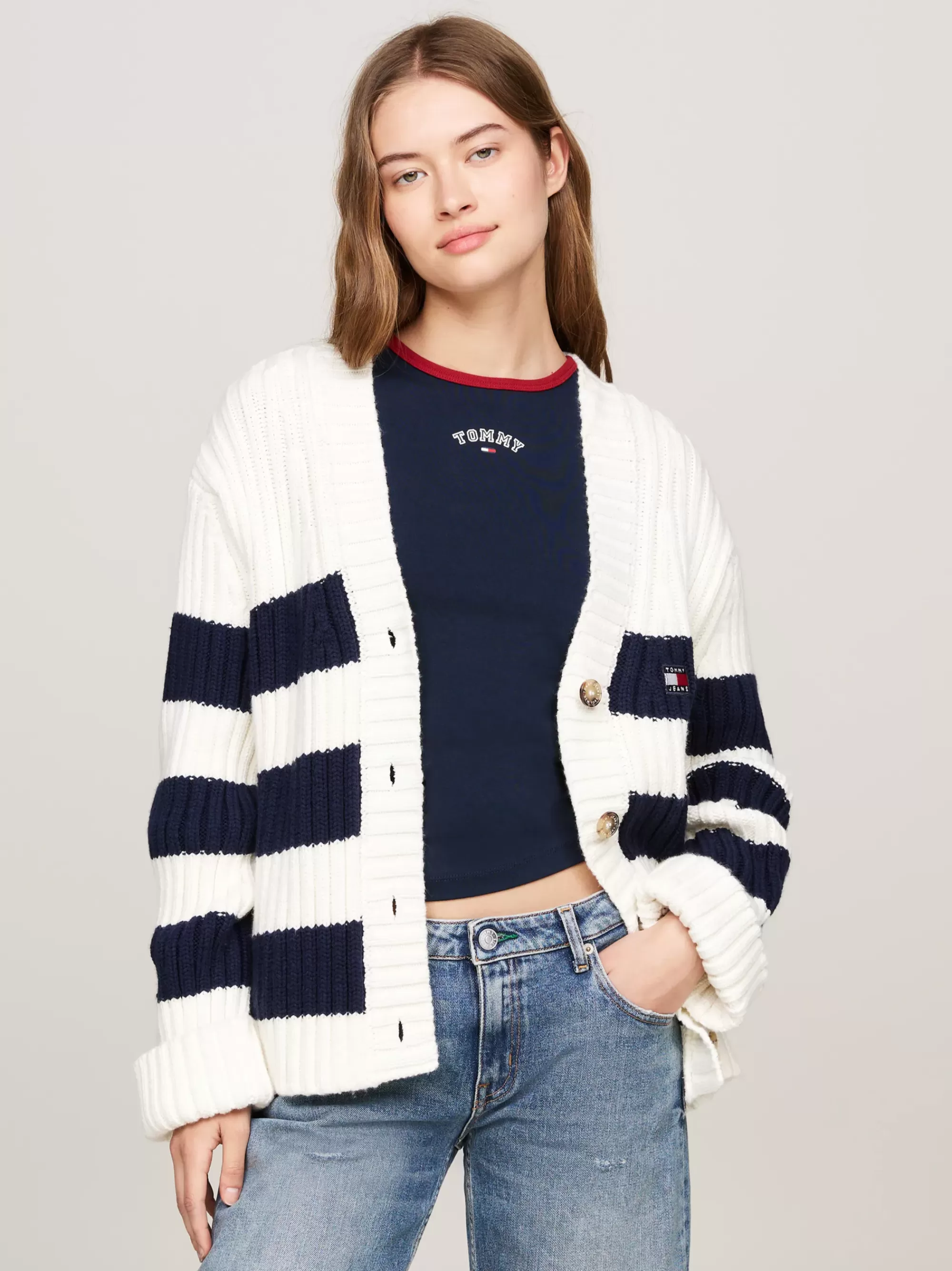 Vesten | Truien & Vesten*Tommy Hilfiger Oversized Vest Met Wol En Ruglogo ANCIENT WHITE