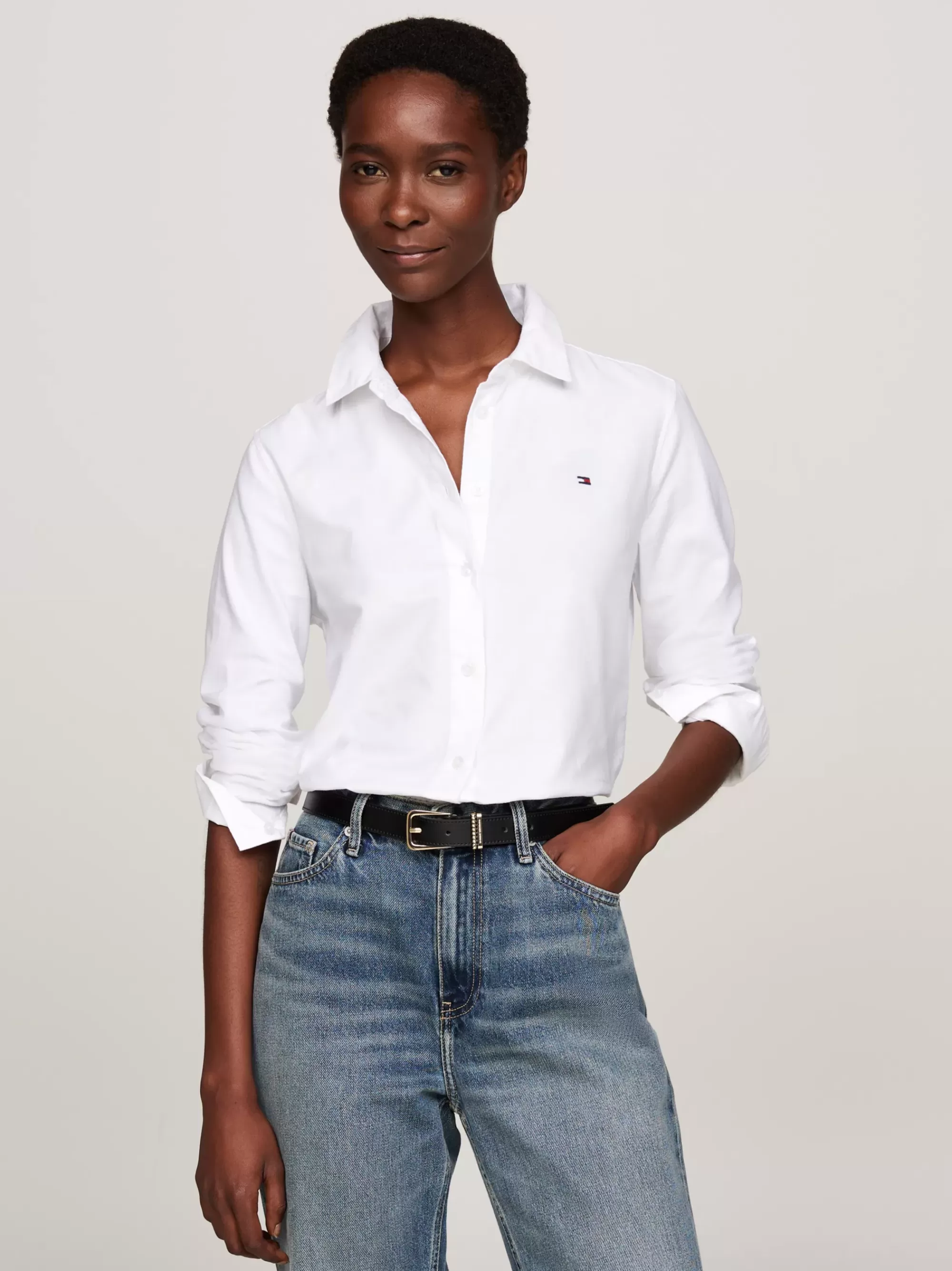 Blouses & Overhemden*Tommy Hilfiger Oxford Regular Fit Overhemd Met Vlag TH OPTIC WHITE