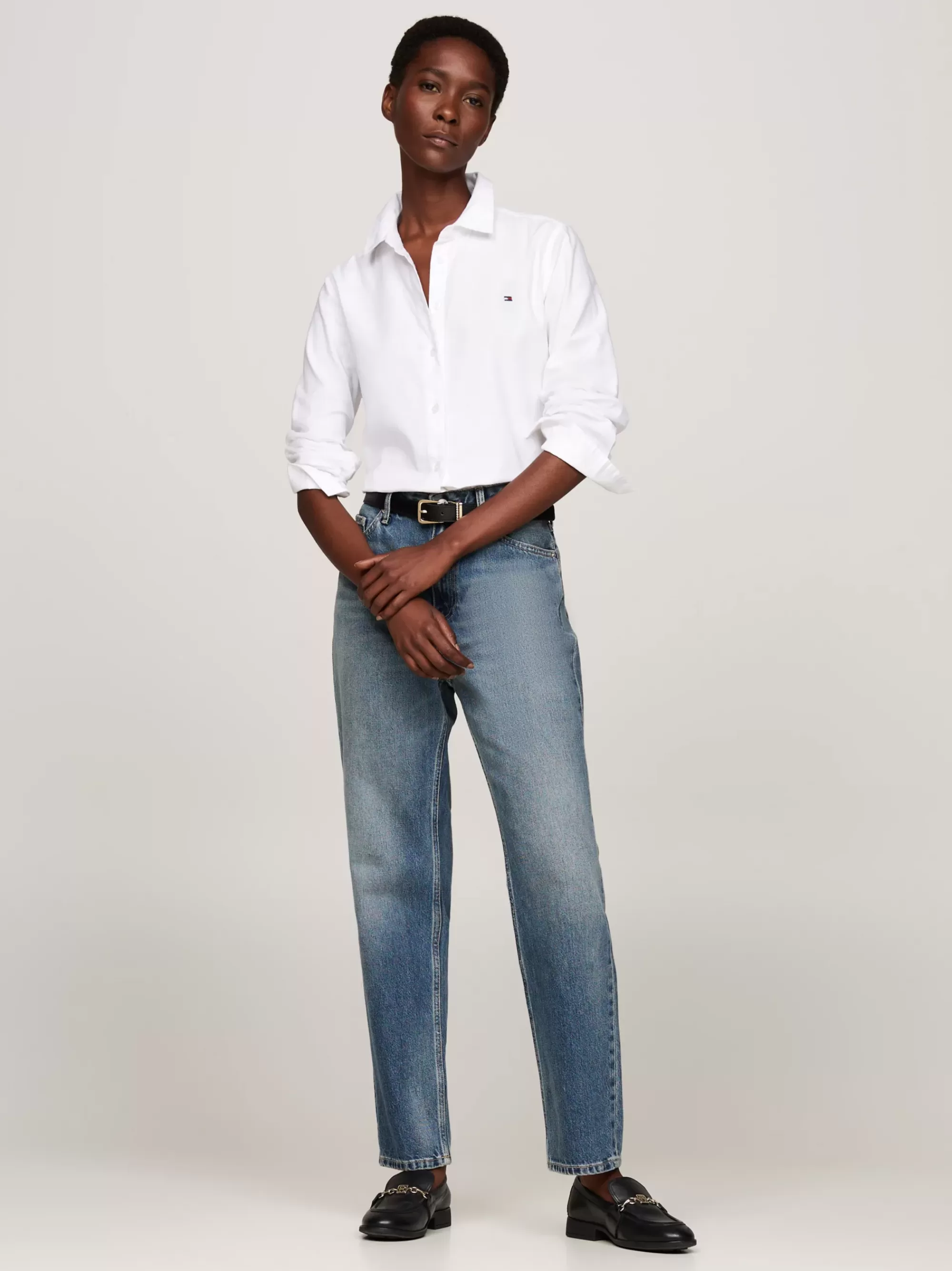 Blouses & Overhemden*Tommy Hilfiger Oxford Regular Fit Overhemd Met Vlag TH OPTIC WHITE