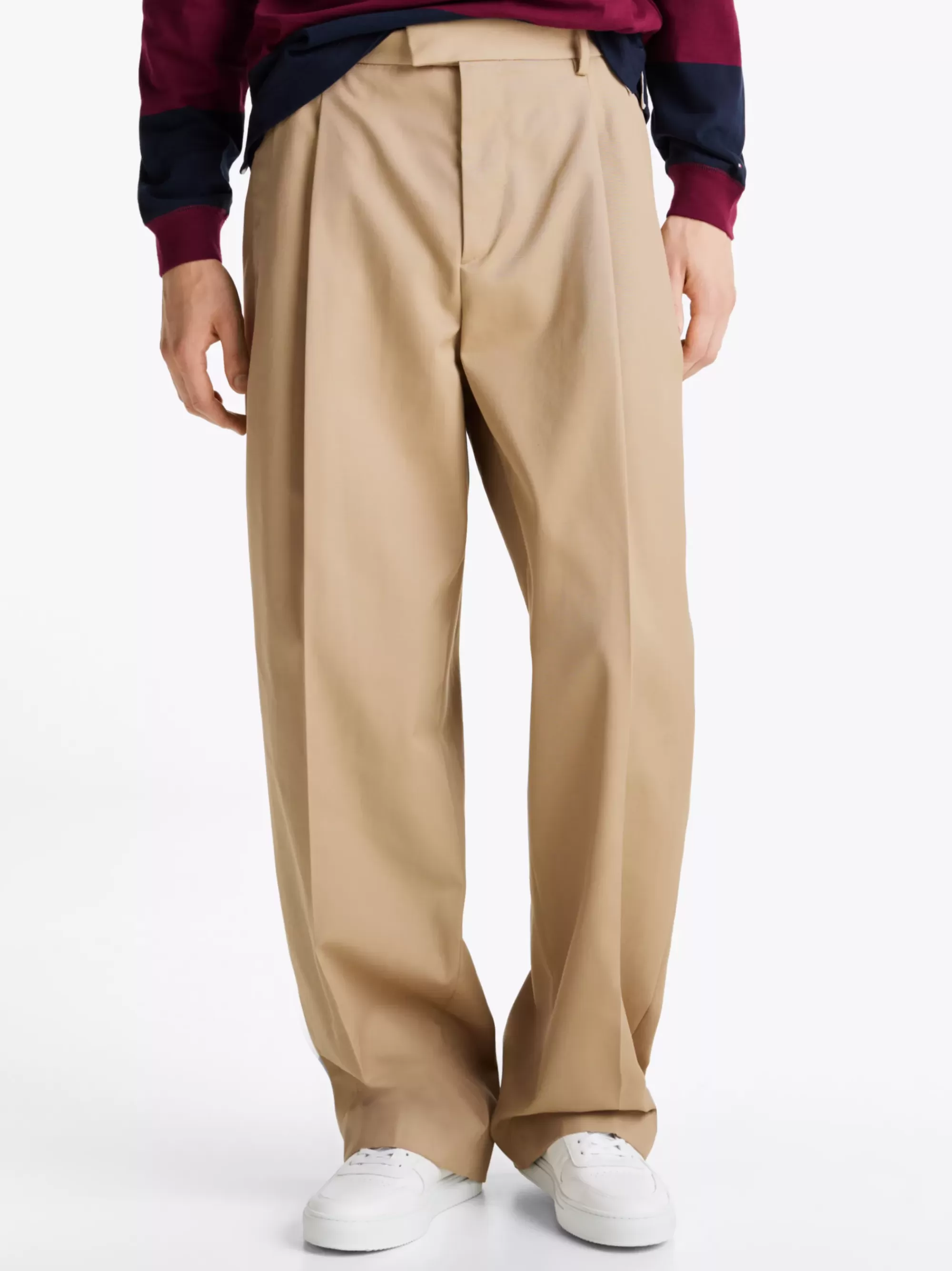 Broeken*Tommy Hilfiger Pantalon Van Wolmix Gabardine BEIGE