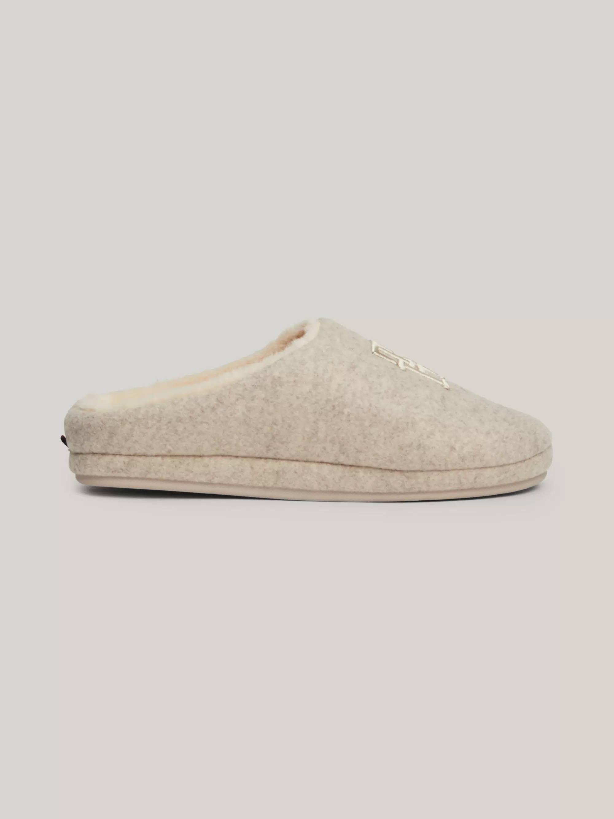 Platte Schoenen*Tommy Hilfiger Pantoffel Met Geborduurd TH-monogram BEIGE HEATHER