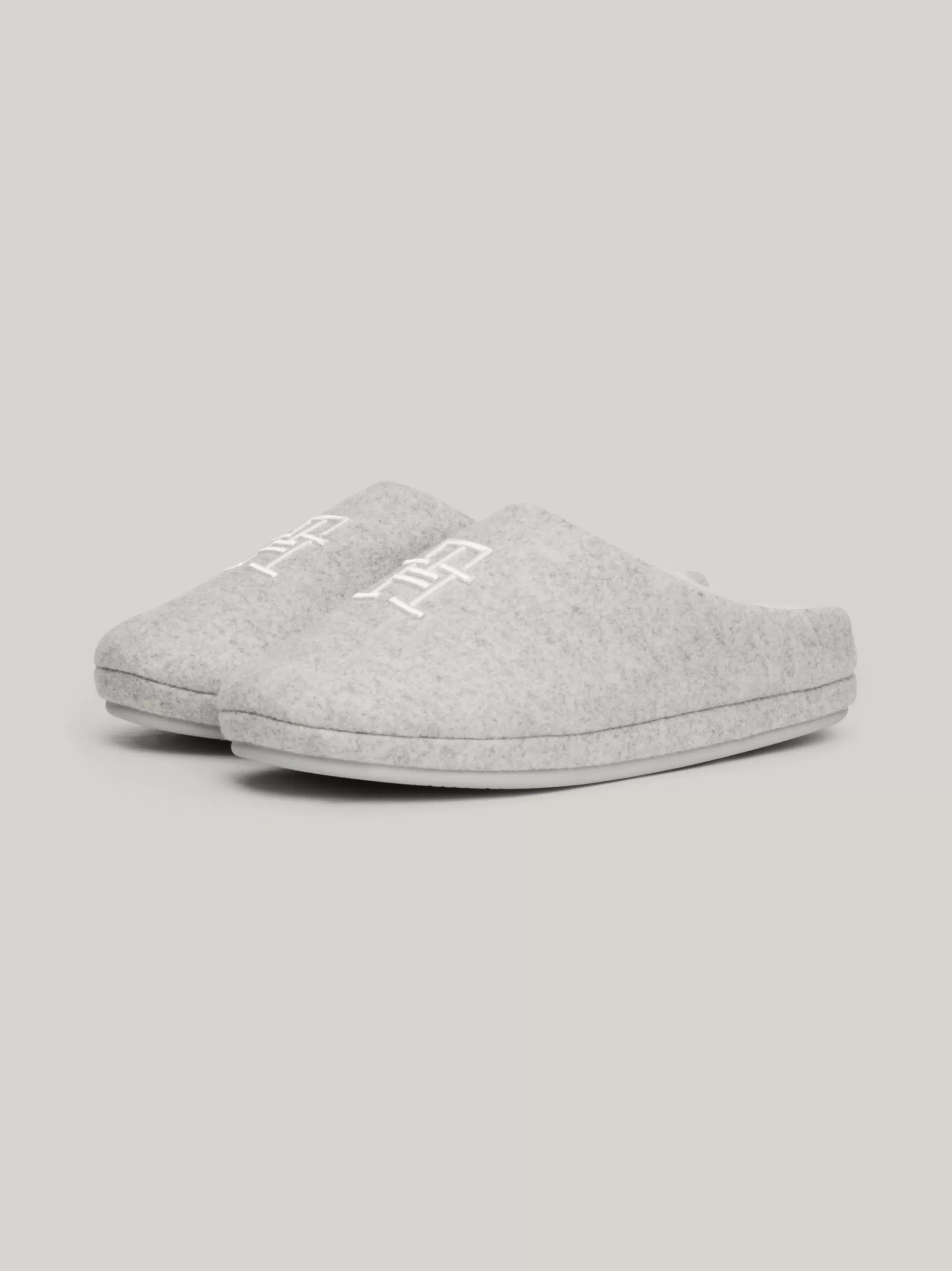 Platte Schoenen*Tommy Hilfiger Pantoffel Met Geborduurd TH-monogram LIGHT GREY HEATHER