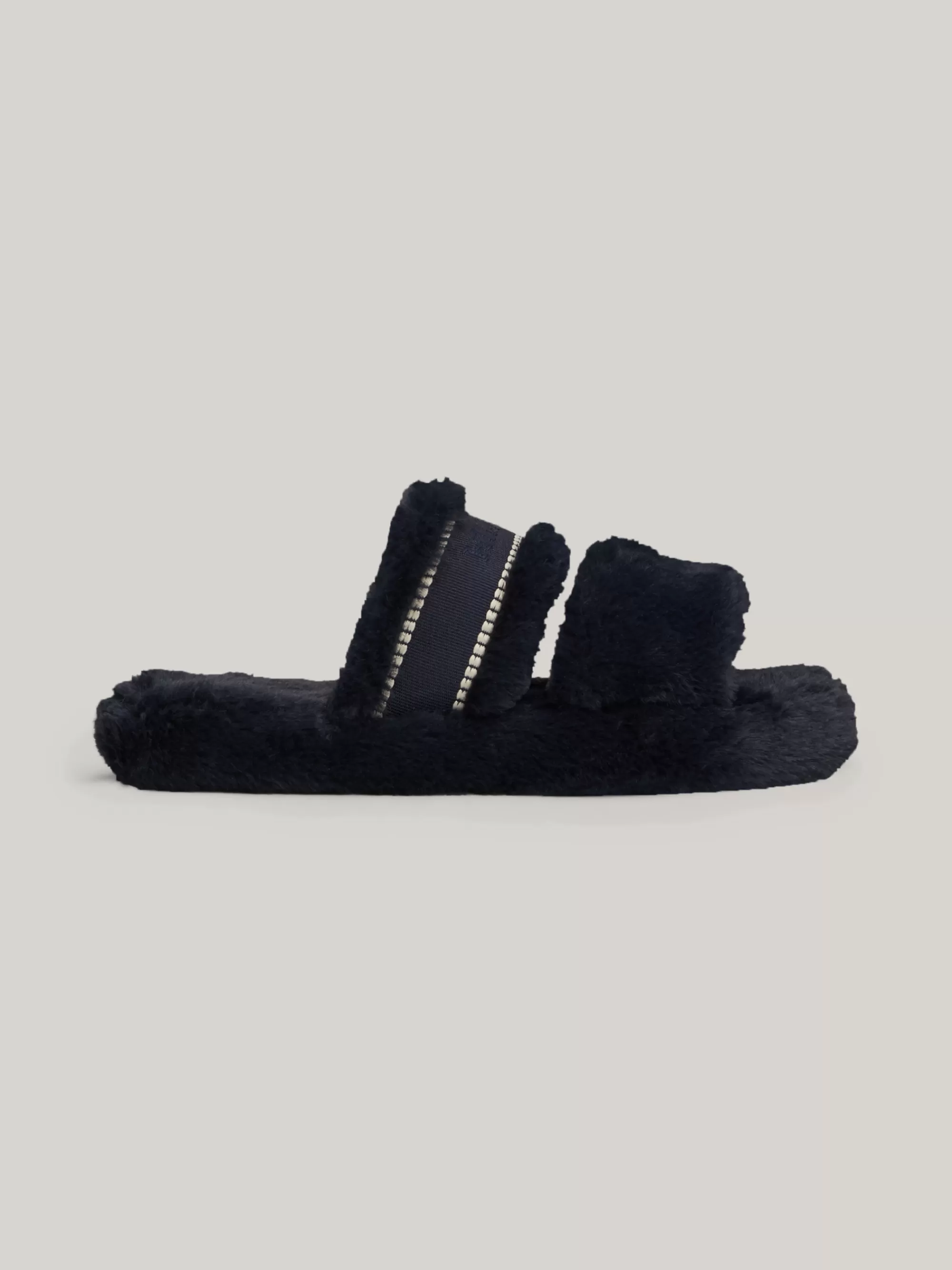 Platte Schoenen*Tommy Hilfiger Pantoffel Van Imitatiebont Met Logo SPACE BLUE