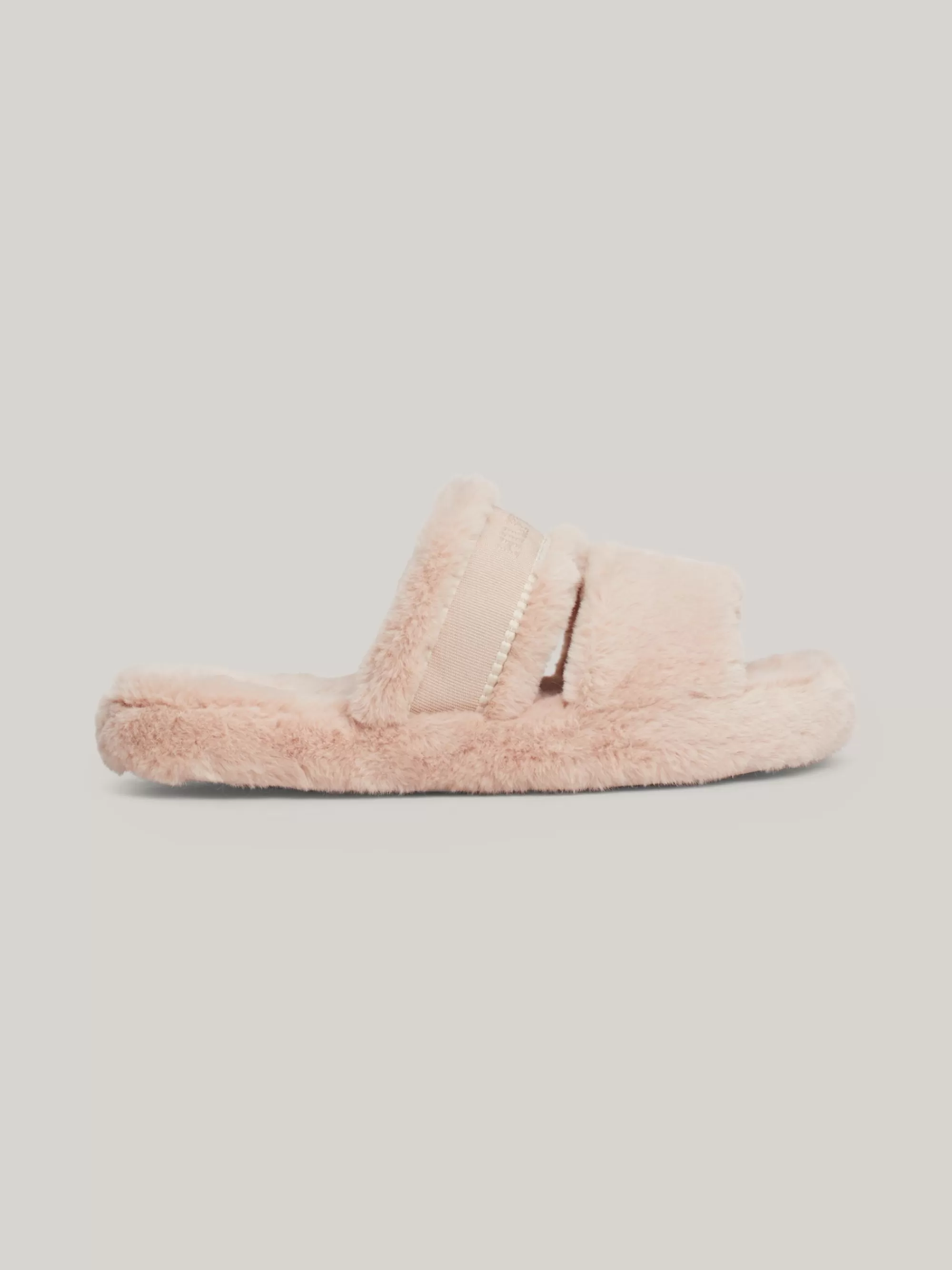 Platte Schoenen*Tommy Hilfiger Pantoffel Van Imitatiebont Met Logo MISTY BLUSH