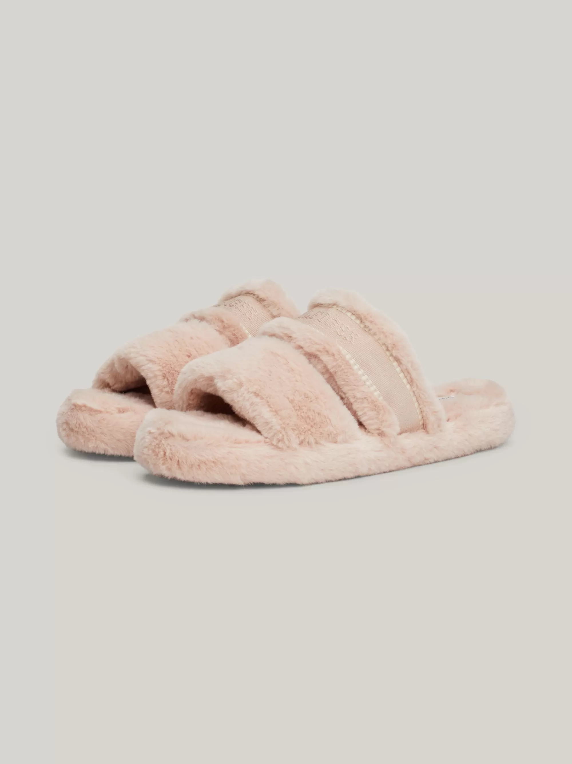 Platte Schoenen*Tommy Hilfiger Pantoffel Van Imitatiebont Met Logo MISTY BLUSH