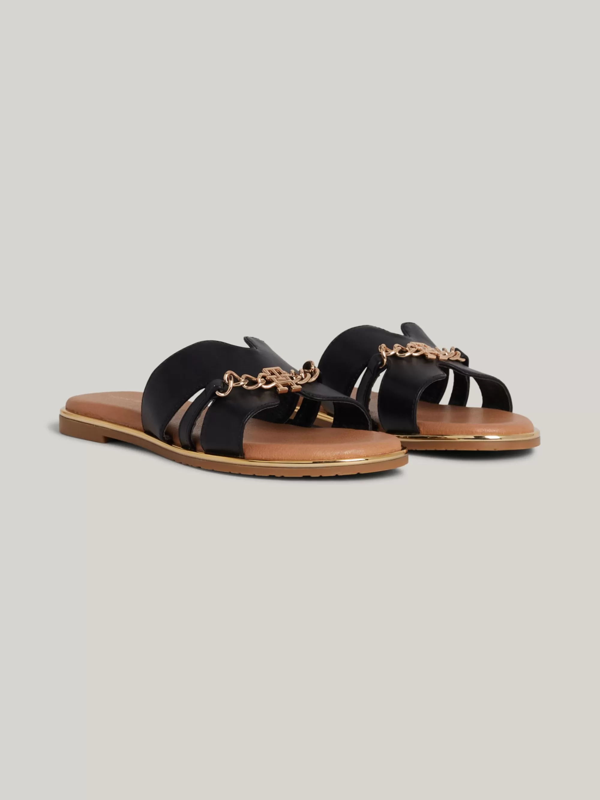 Schoenen & Accessoires*Tommy Hilfiger Platte Badslipper Met TH-monogramketting BLACK
