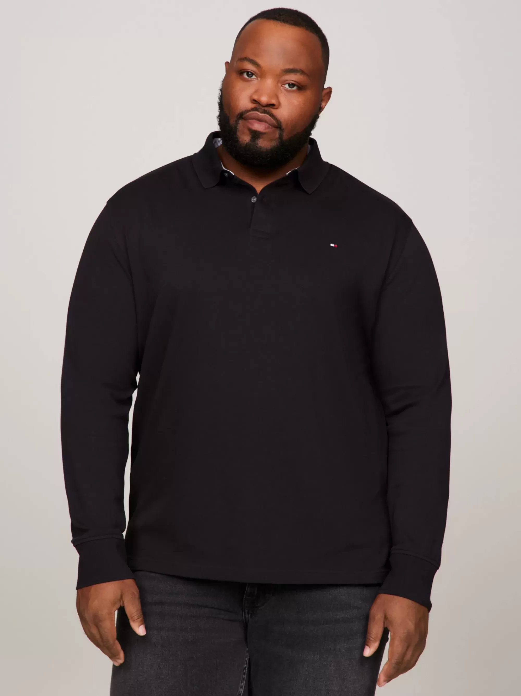 Plus Size Kleding & Inclusieve Maten | Polo's*Tommy Hilfiger Plus 1985 Regular Fit Polo Met Lange Mouwen BLACK