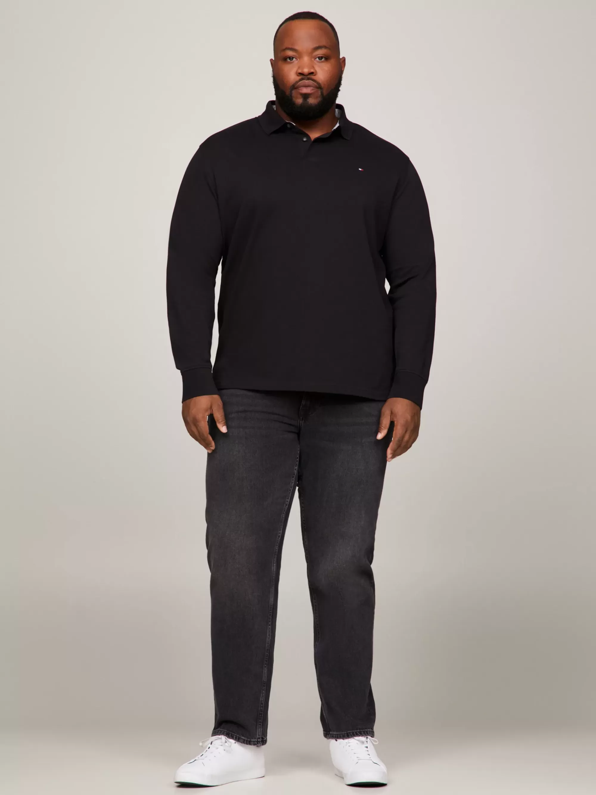 Plus Size Kleding & Inclusieve Maten | Polo's*Tommy Hilfiger Plus 1985 Regular Fit Polo Met Lange Mouwen BLACK