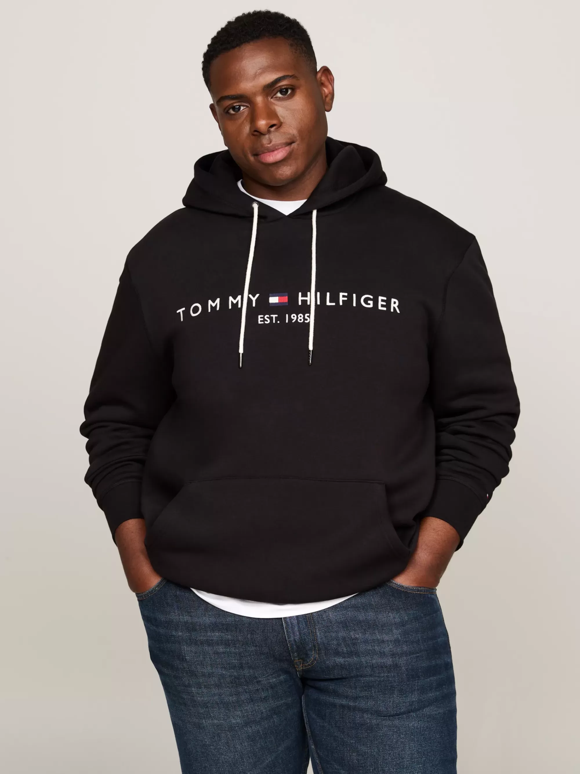 Sweatshirts & Hoodies*Tommy Hilfiger Plus Hoodie Met Trekkoord En Geborduurd Logo BLACK
