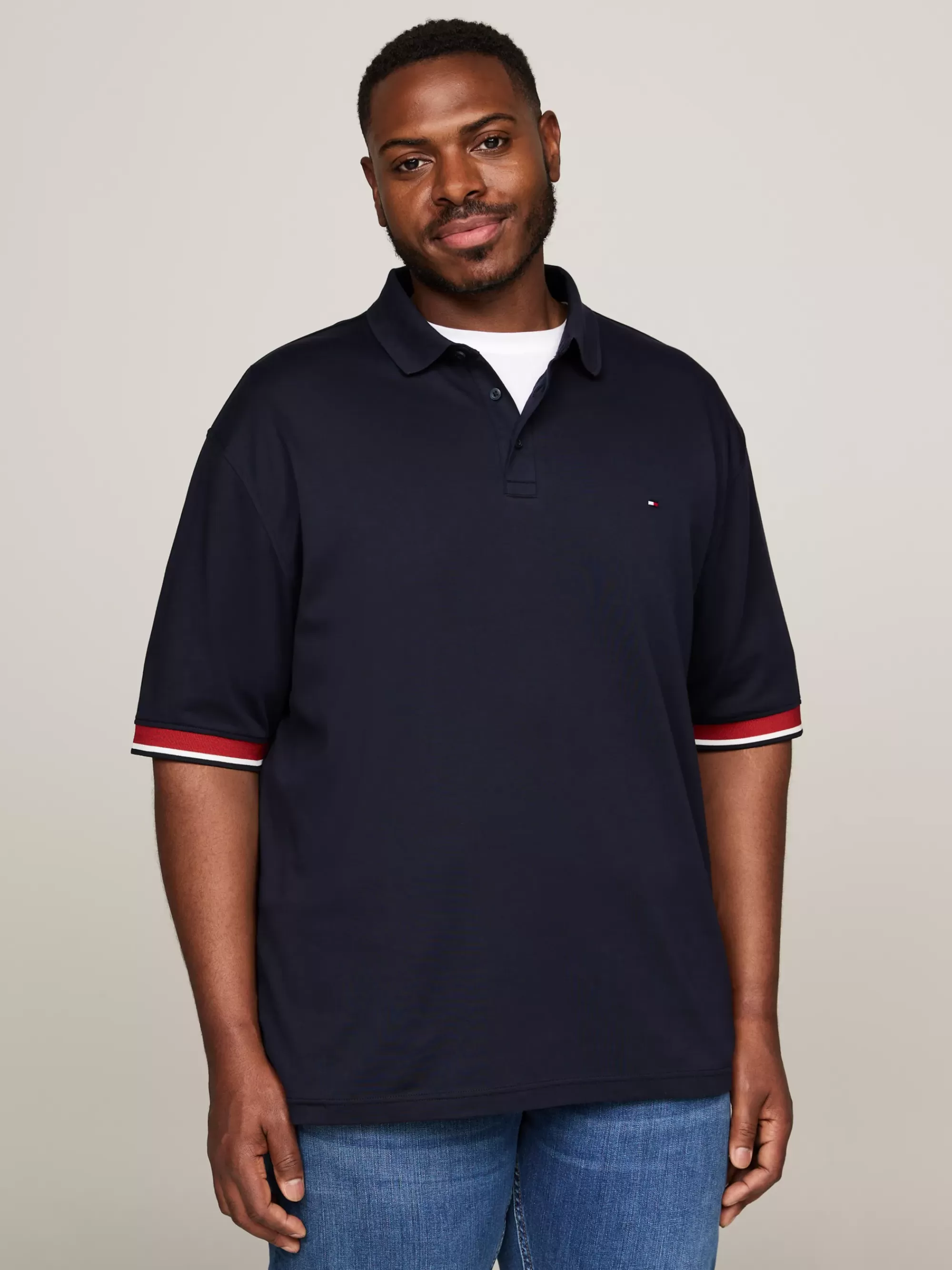 Plus Size Kleding & Inclusieve Maten | Polo's*Tommy Hilfiger Plus Regular Fit Polo Met Gestreepte Boorden DESERT SKY