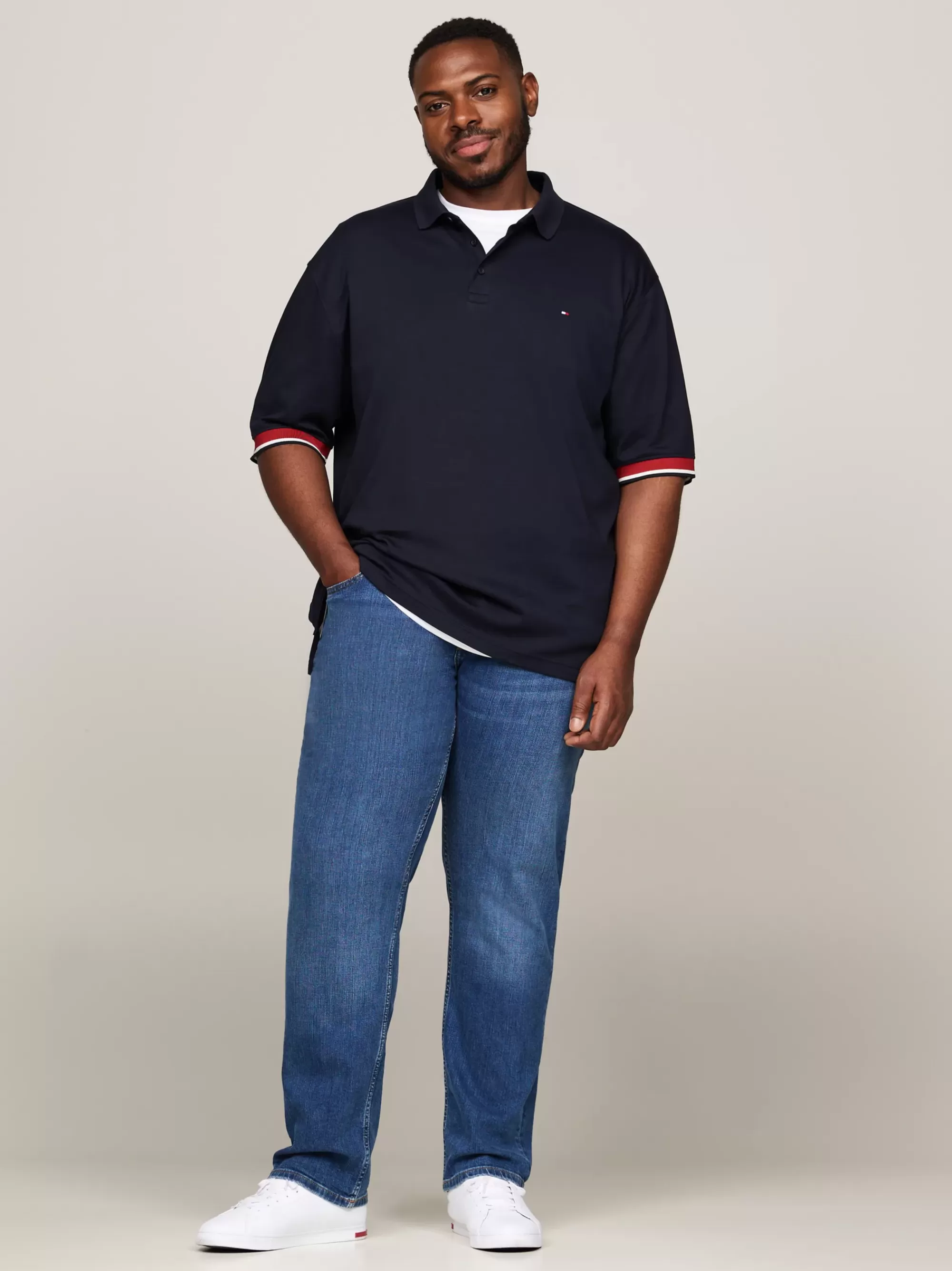 Plus Size Kleding & Inclusieve Maten | Polo's*Tommy Hilfiger Plus Regular Fit Polo Met Gestreepte Boorden DESERT SKY
