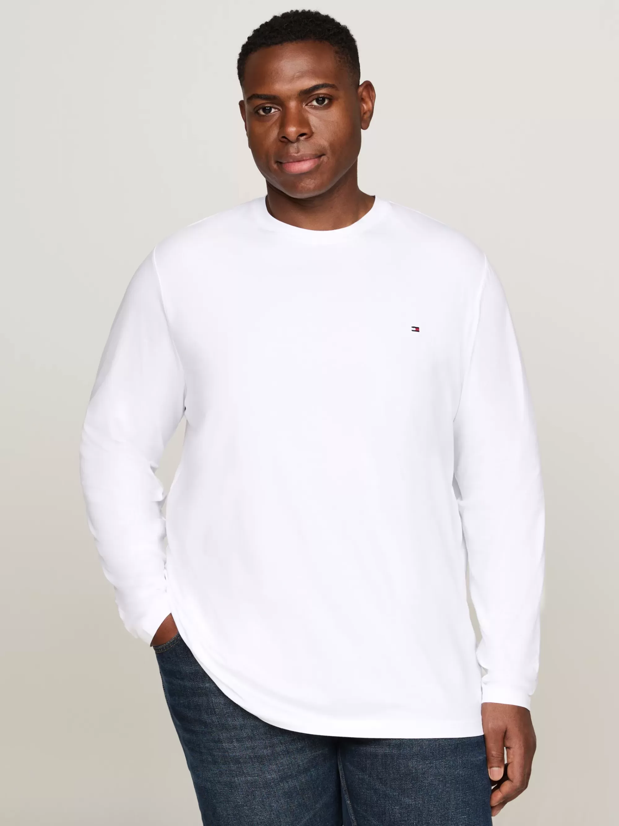 T-Shirts*Tommy Hilfiger Plus Slim Fit Longsleeve T-shirt WHITE