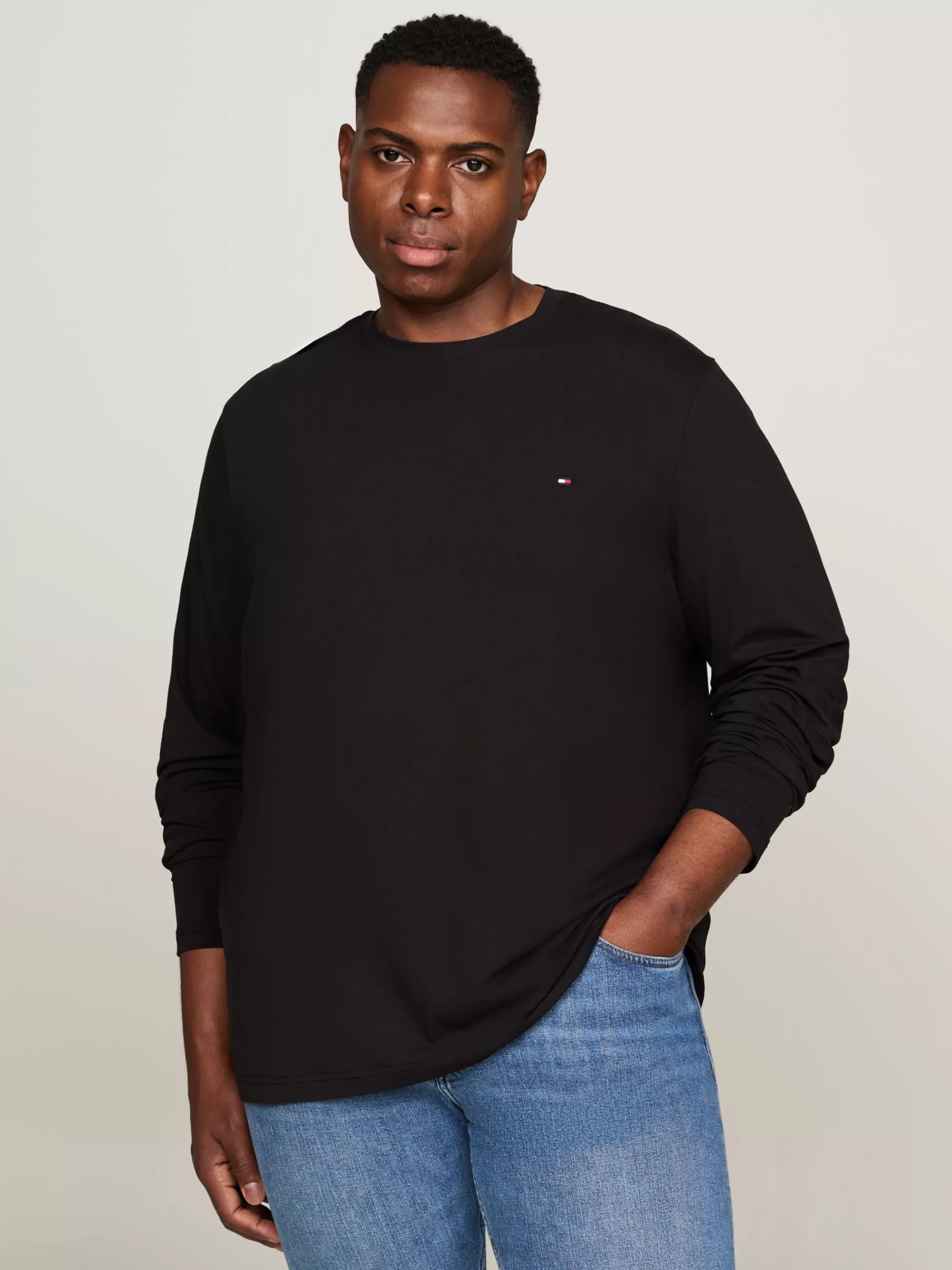 T-Shirts*Tommy Hilfiger Plus Slim Fit Longsleeve T-shirt BLACK
