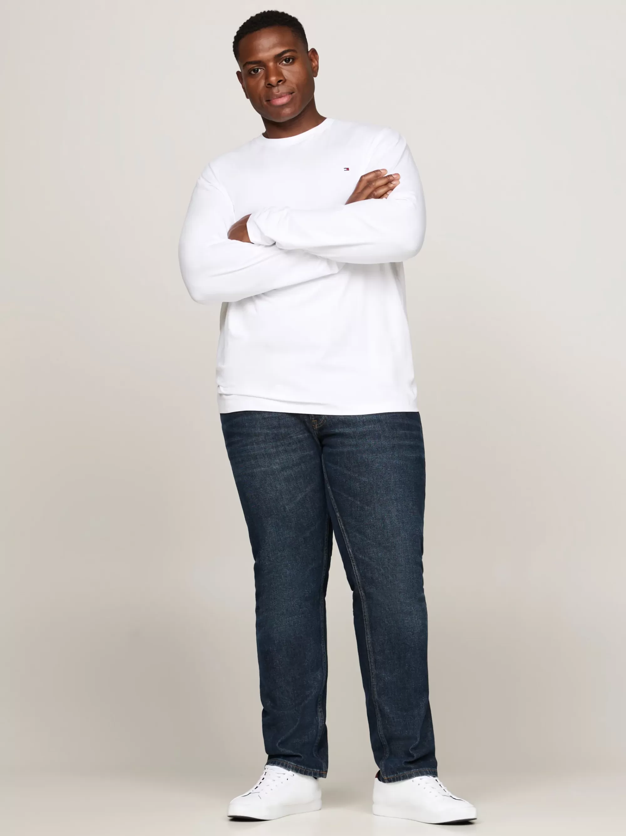 T-Shirts*Tommy Hilfiger Plus Slim Fit Longsleeve T-shirt WHITE