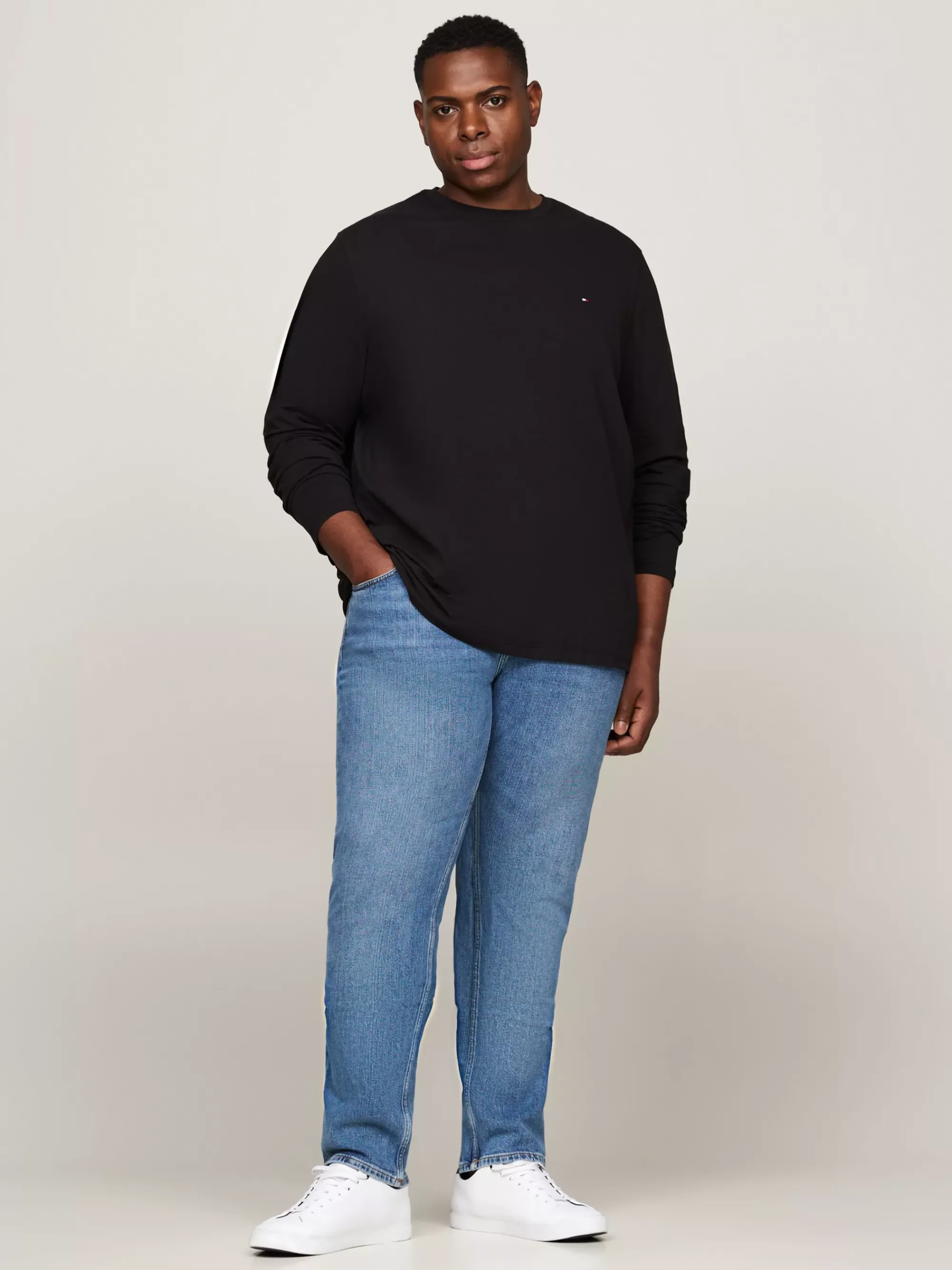 T-Shirts*Tommy Hilfiger Plus Slim Fit Longsleeve T-shirt BLACK