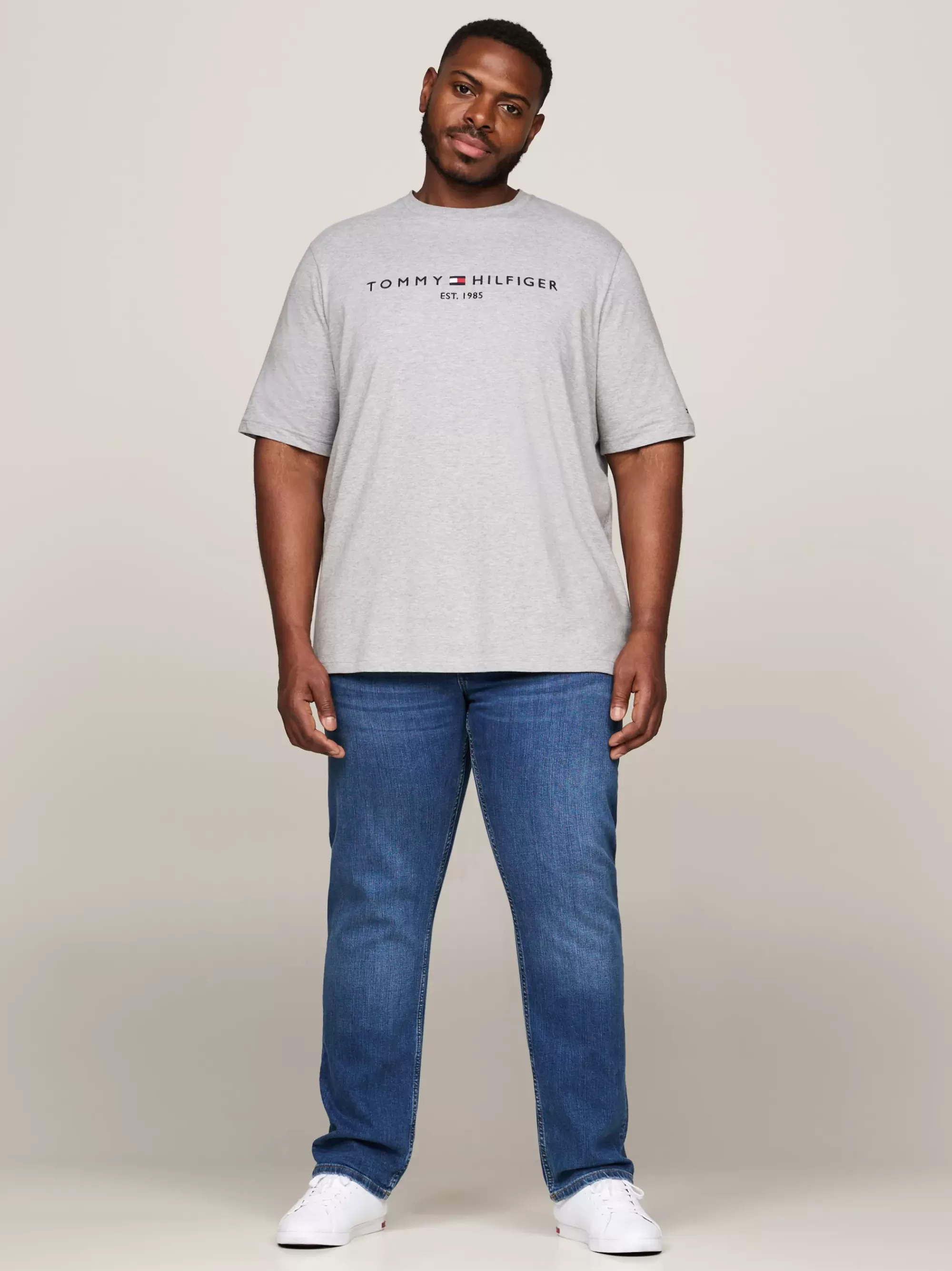 Plus Size Kleding & Inclusieve Maten | T-Shirts*Tommy Hilfiger Plus Slim Fit T-shirt Met Geborduurd Logo LIGHT GREY HEATHER