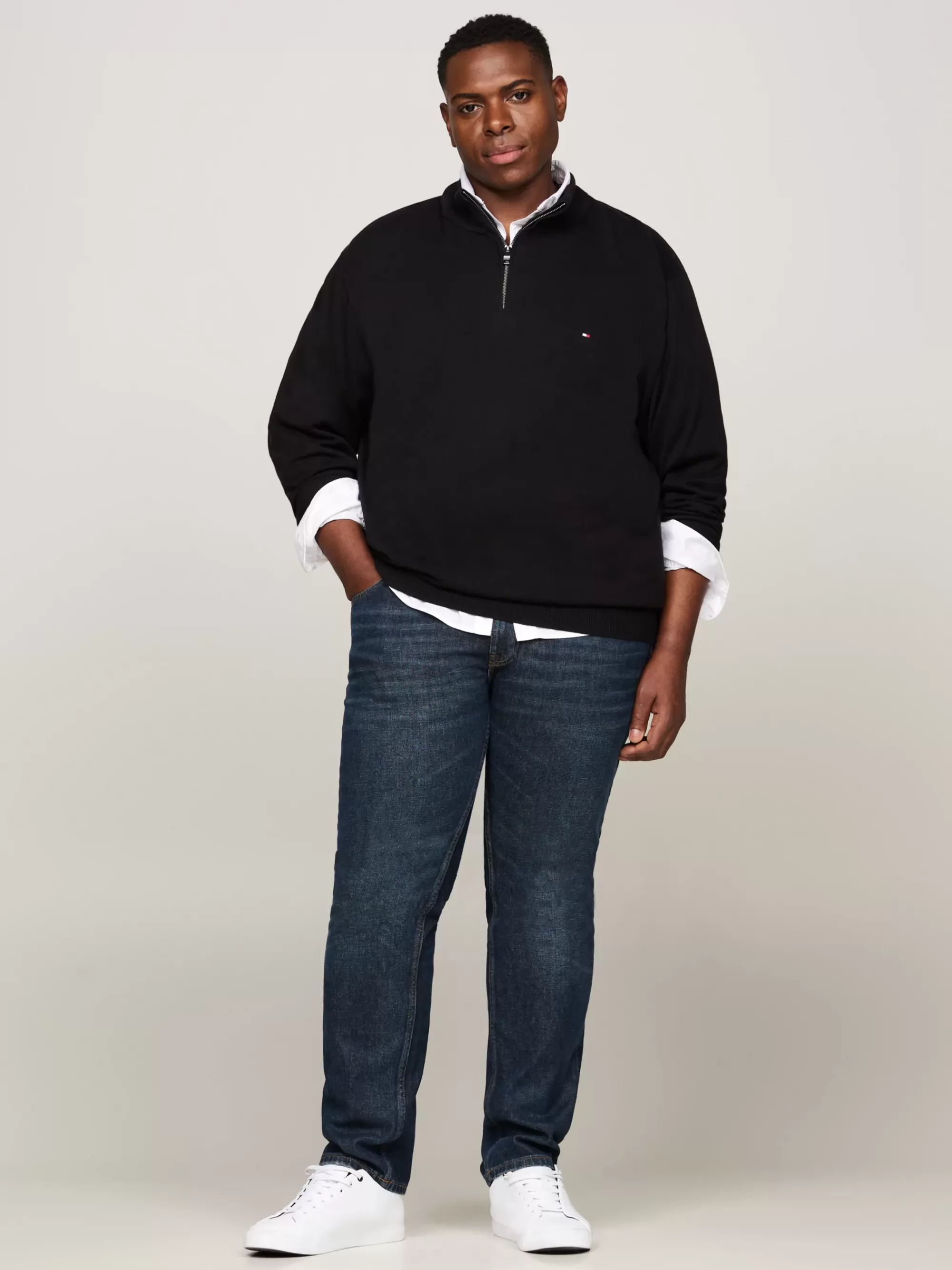 Trui Met Rits | Truien*Tommy Hilfiger Plus Trui Met Kasjmier En Halve Rits BLACK