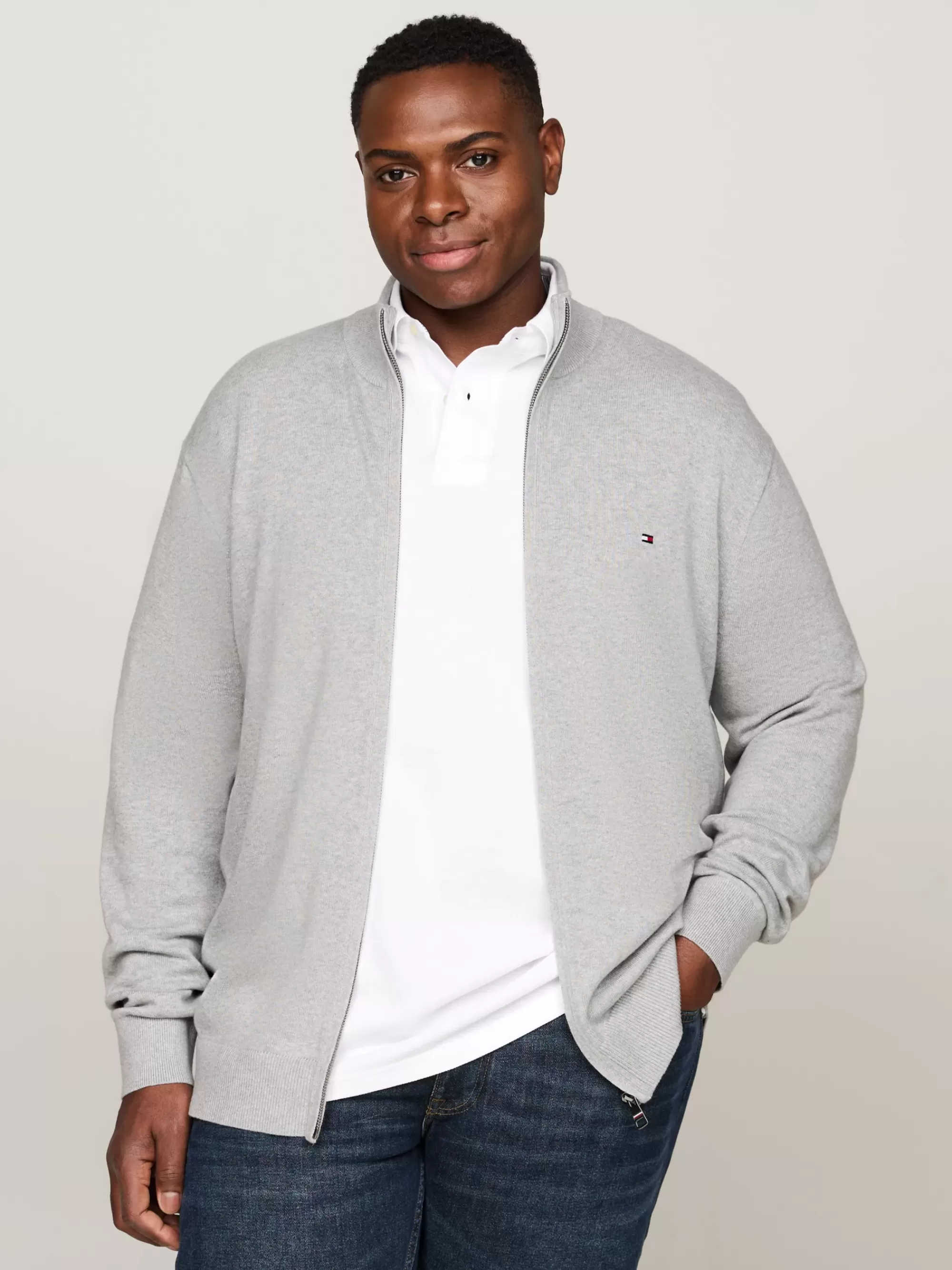 Vesten | Truien*Tommy Hilfiger Plus Trui Van Kasjmiermix Met Rits LIGHT GREY HEATHER