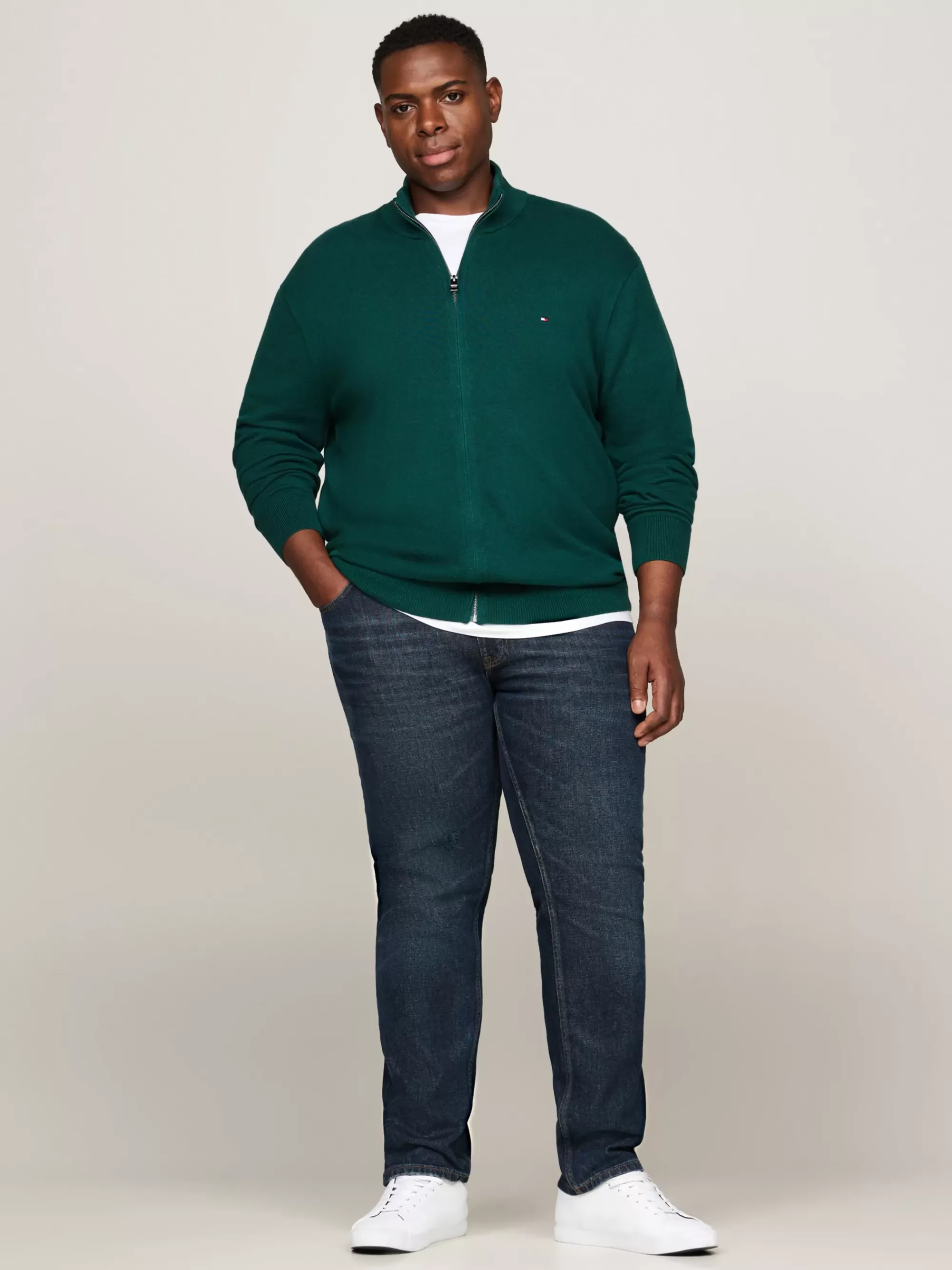 Vesten | Truien*Tommy Hilfiger Plus Trui Van Kasjmiermix Met Rits ORNAMENTAL GREEN HEATHER