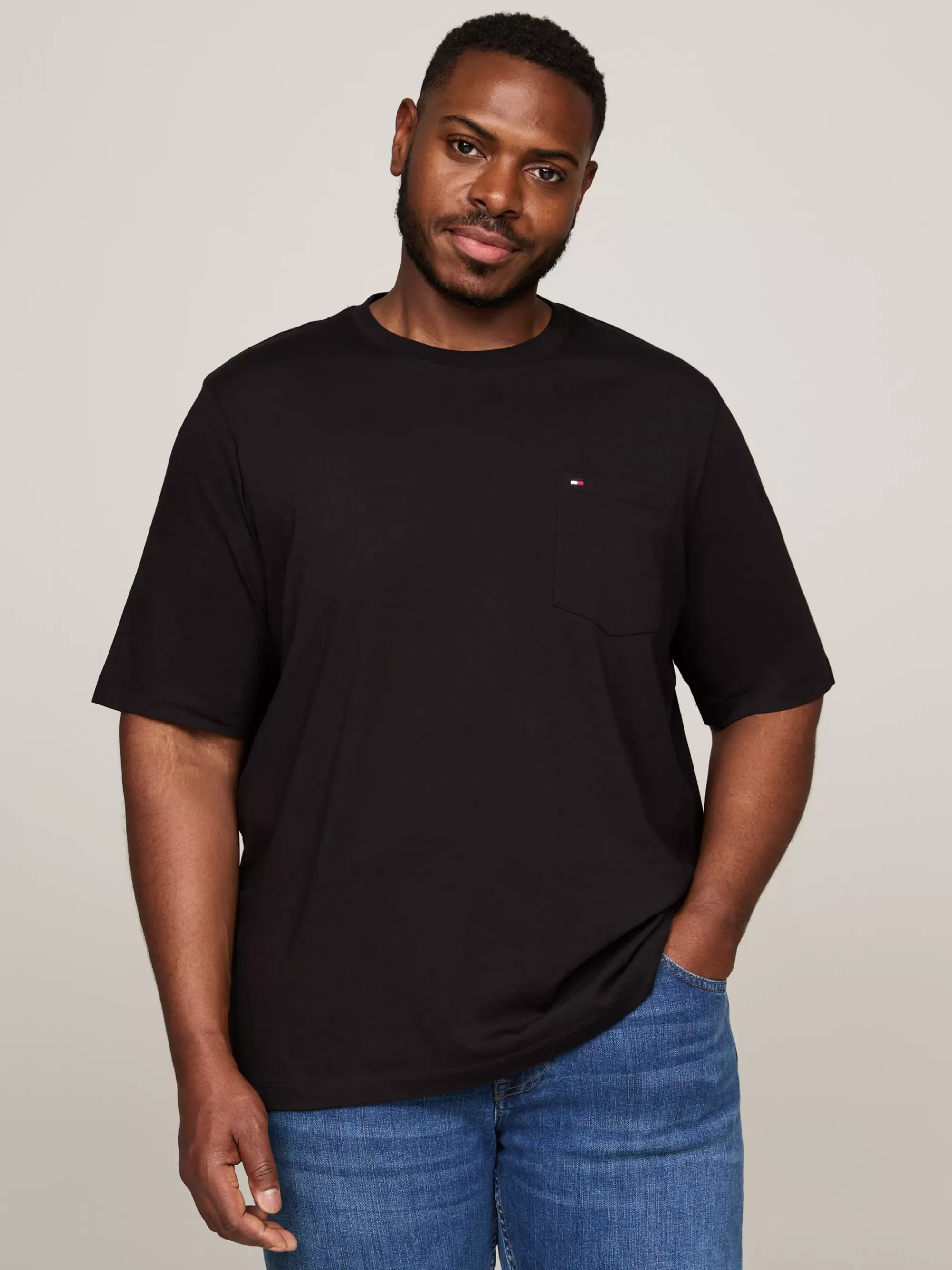 Plus Size Kleding & Inclusieve Maten | T-Shirts*Tommy Hilfiger Plus T-shirt Met Ronde Hals En Borduursel BLACK