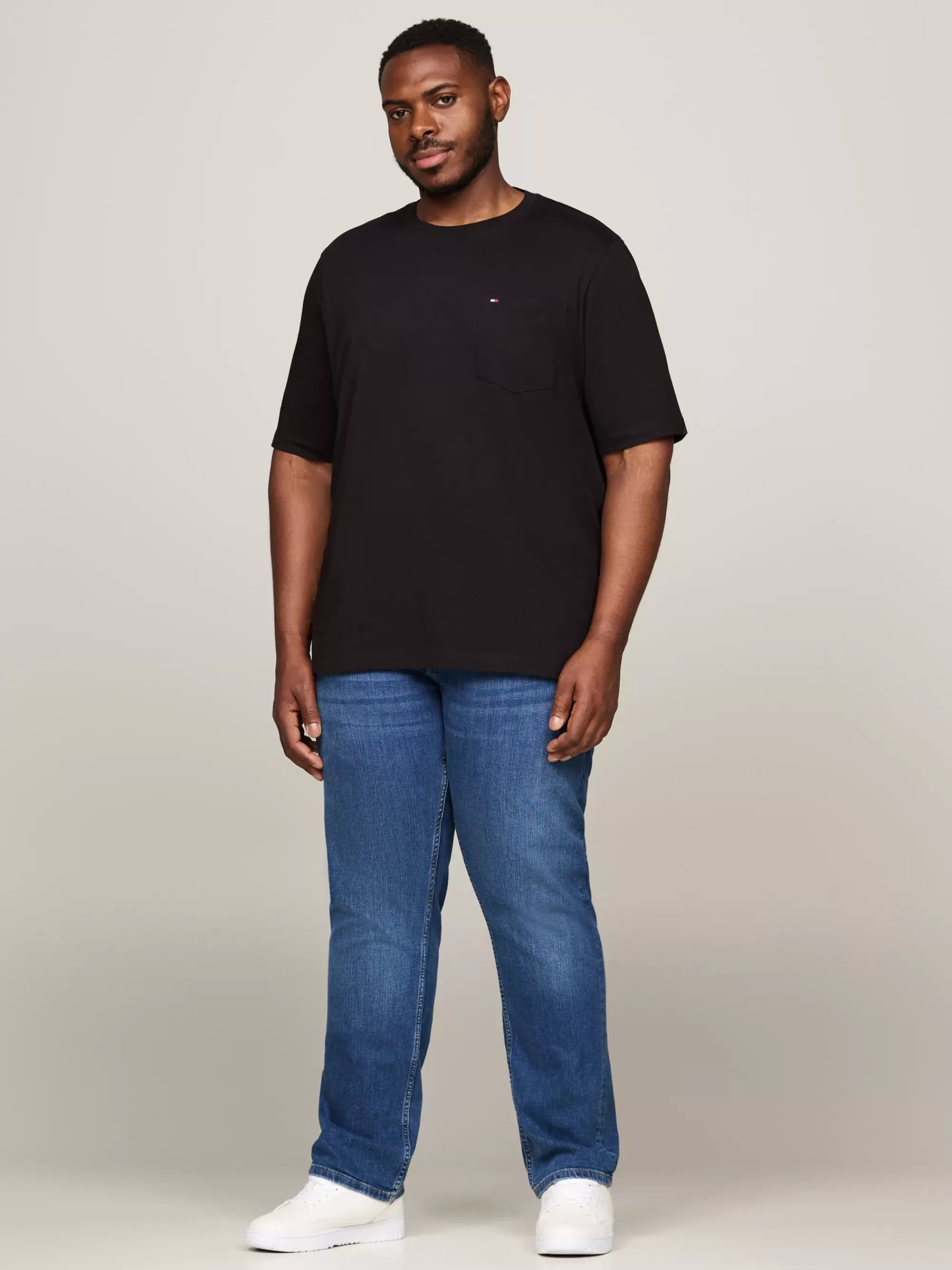 Plus Size Kleding & Inclusieve Maten | T-Shirts*Tommy Hilfiger Plus T-shirt Met Ronde Hals En Borduursel BLACK